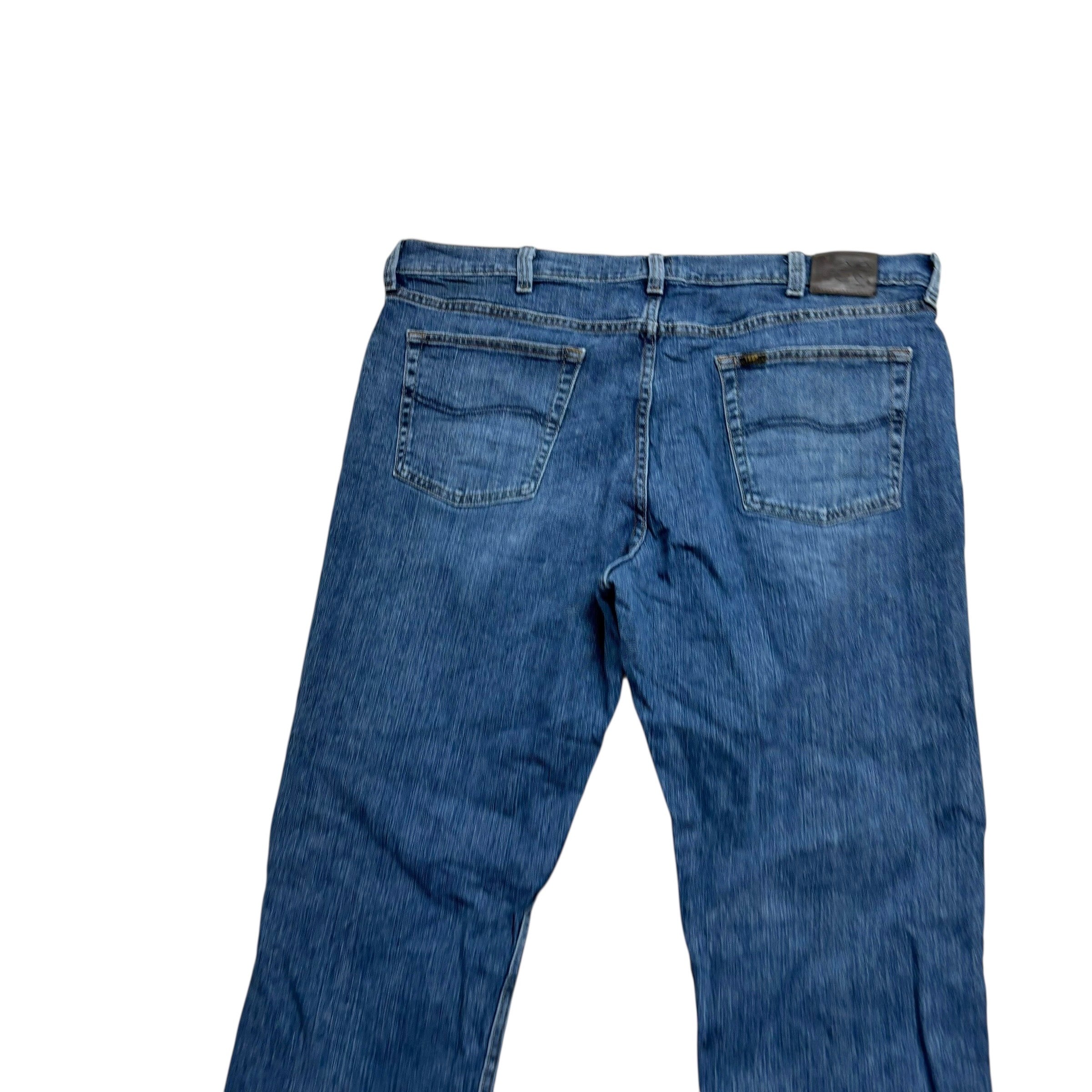 Lee Jeans W44 L30 Mens Mid Blue Regular Straight Fit Stretch Denim