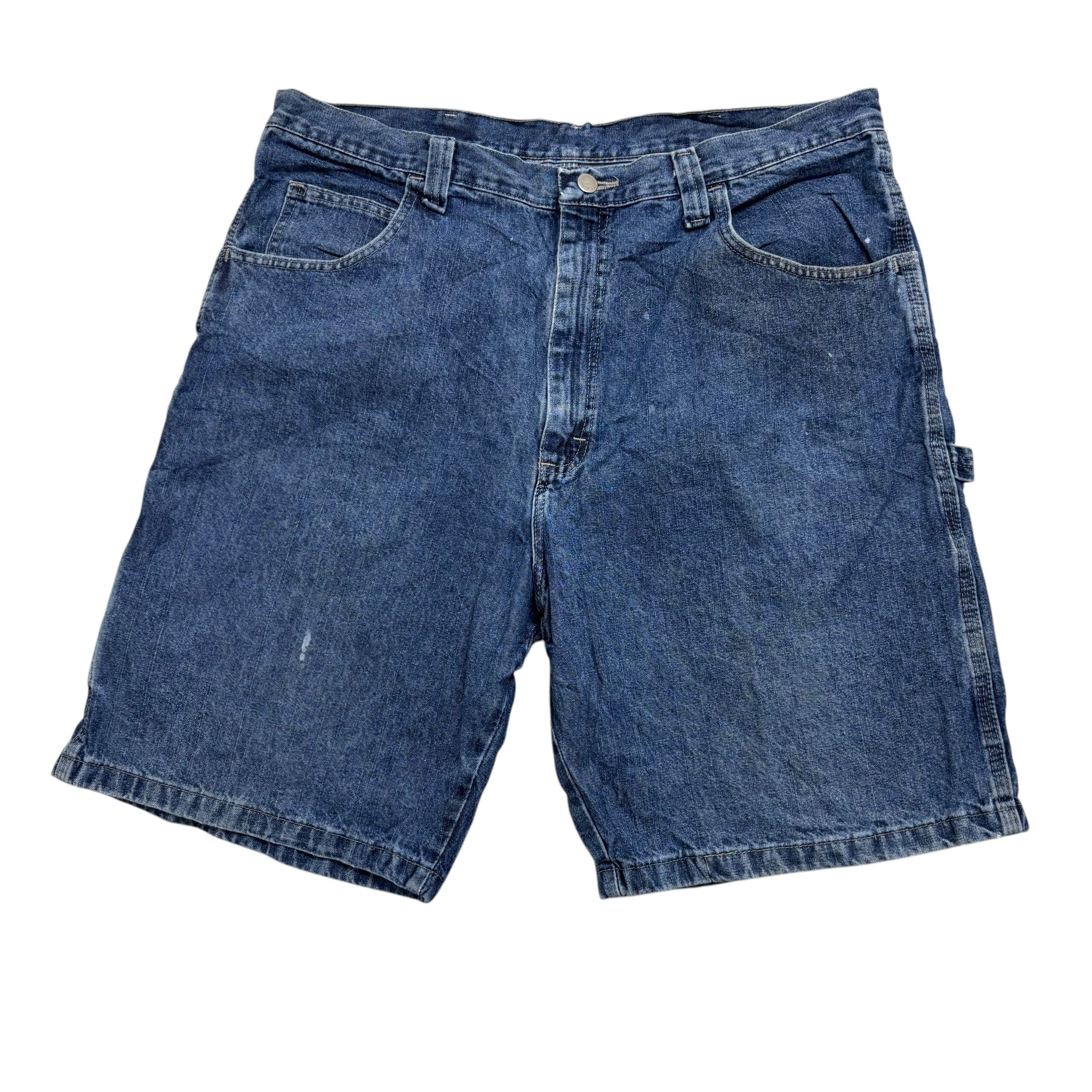 Wrangler Baggy Jorts W38 Mens Mid Blue Denim Shorts Relaxed Fit Carpenter (F)