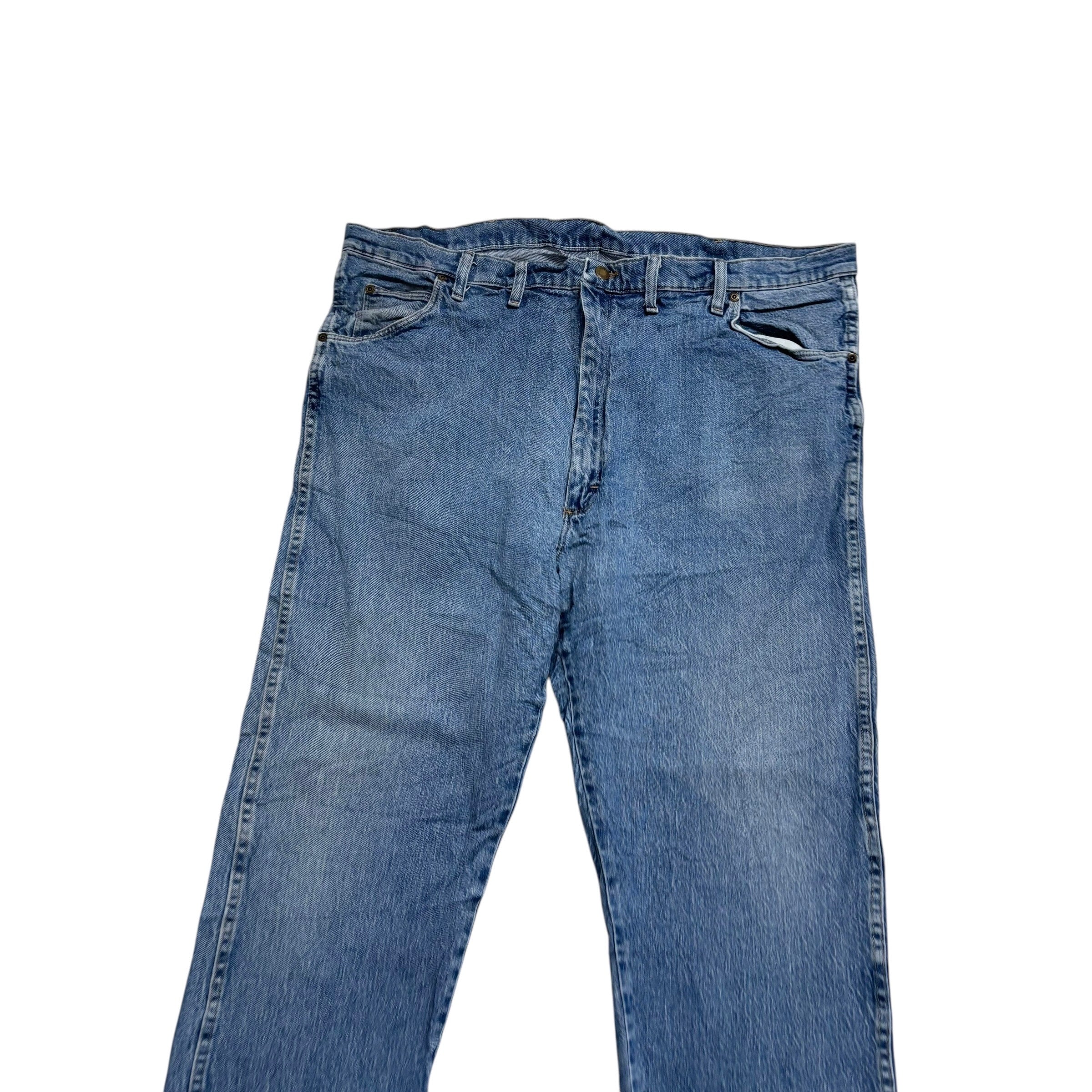 Wrangler Jeans W44 L30 Mens Mid Blue Regular Straight Fit Stretch Denim (E)