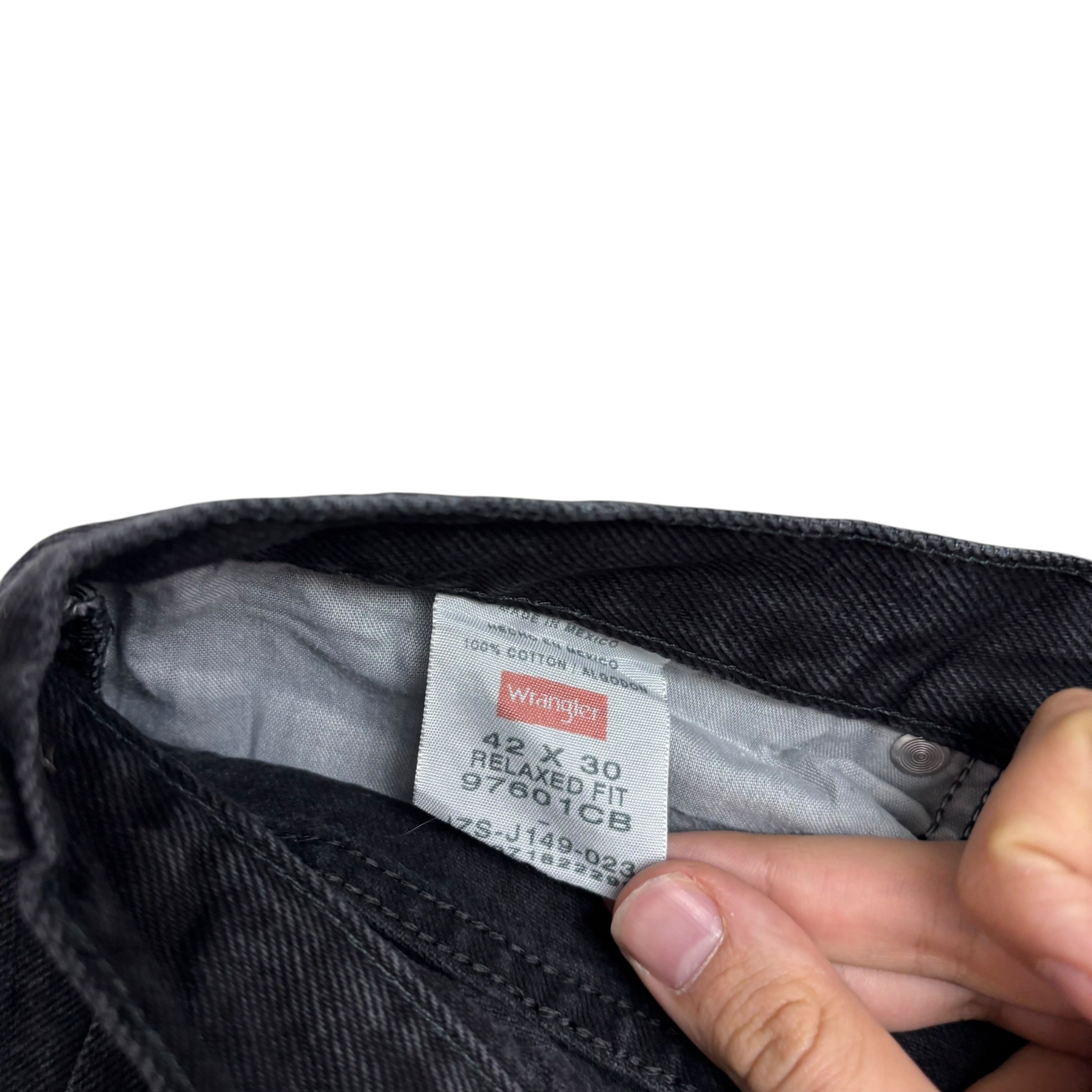 Wrangler Jeans W42 L30 Mens Black Relaxed Straight Fit Baggy Denim (E)