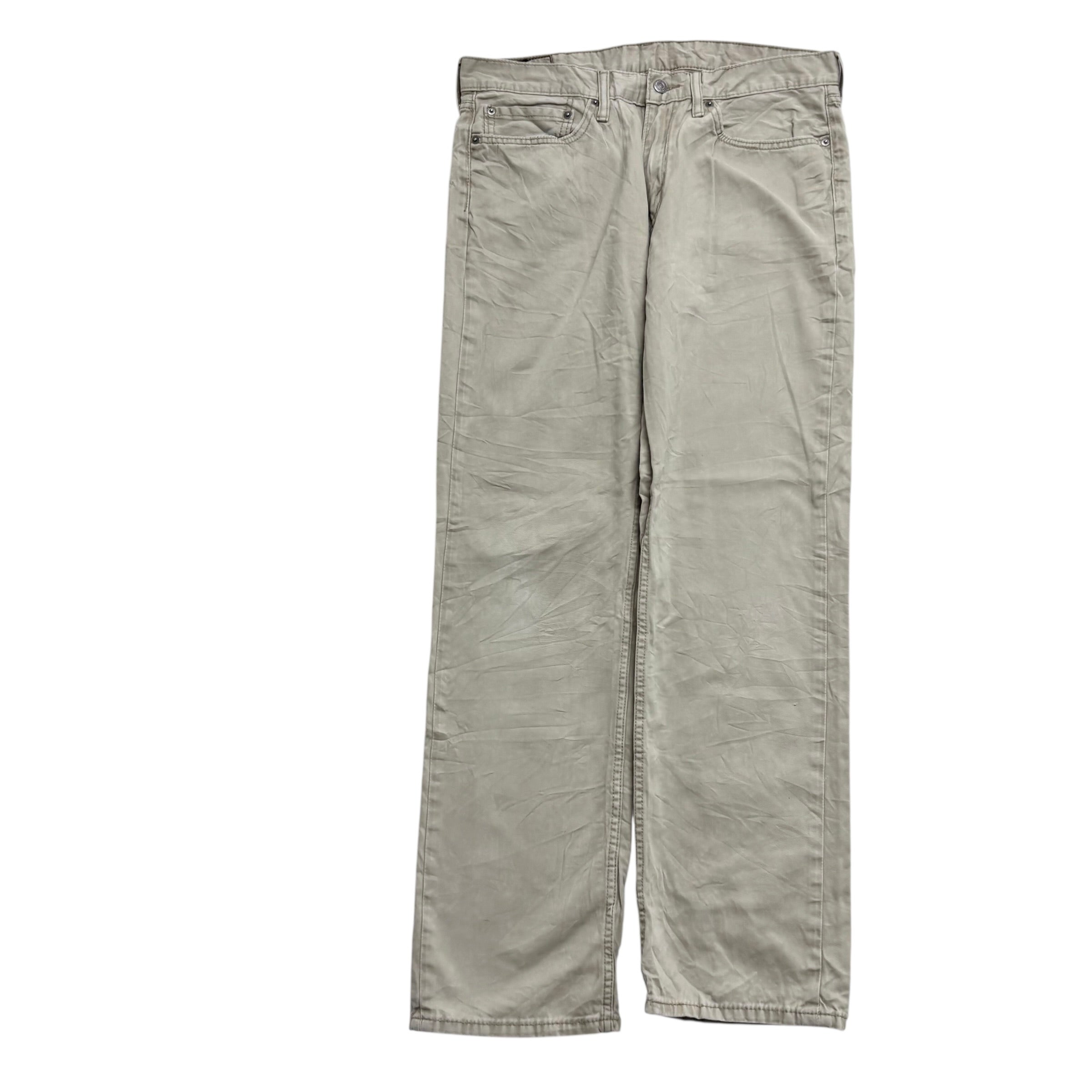 Levis 514 Trousers W34 L32 Mens Cream Regular Straight Fit Cotton Pants (E)