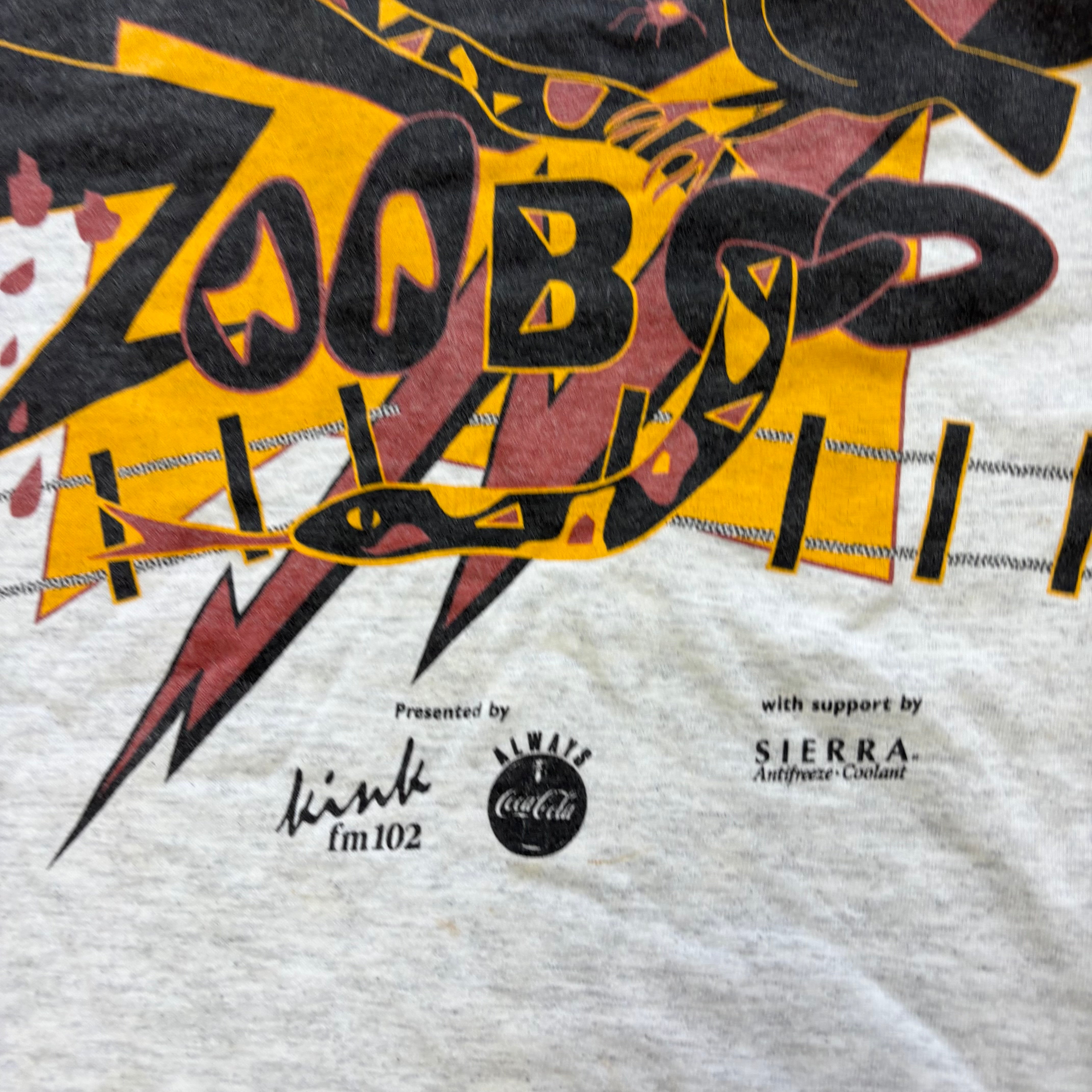 Vintage T Shirt Mens XXL Grey Single Stitch Graphic Print 90s Zoo