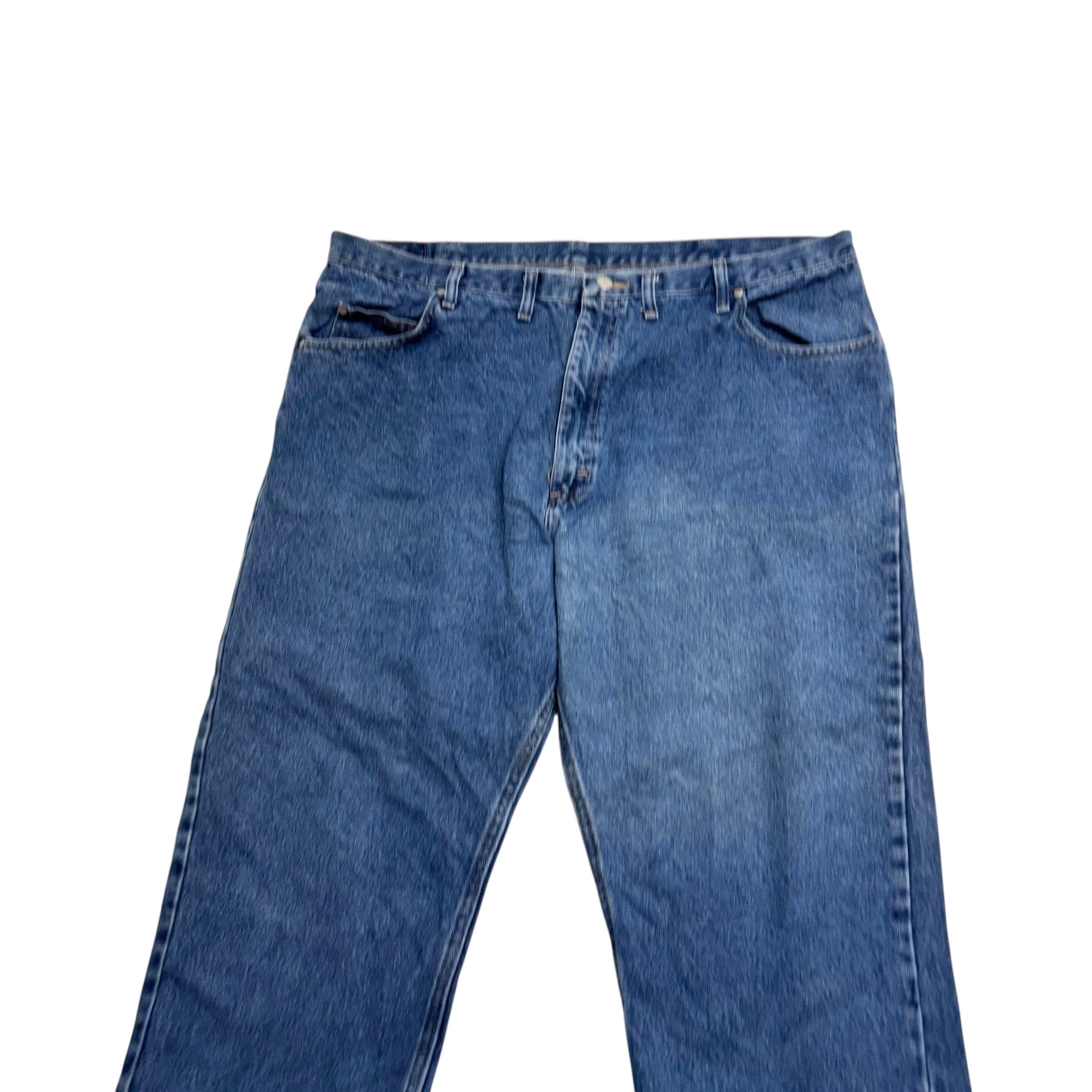 Wrangler Jeans W44 L30 Mens Mid Blue Relaxed Straight Fit Denim