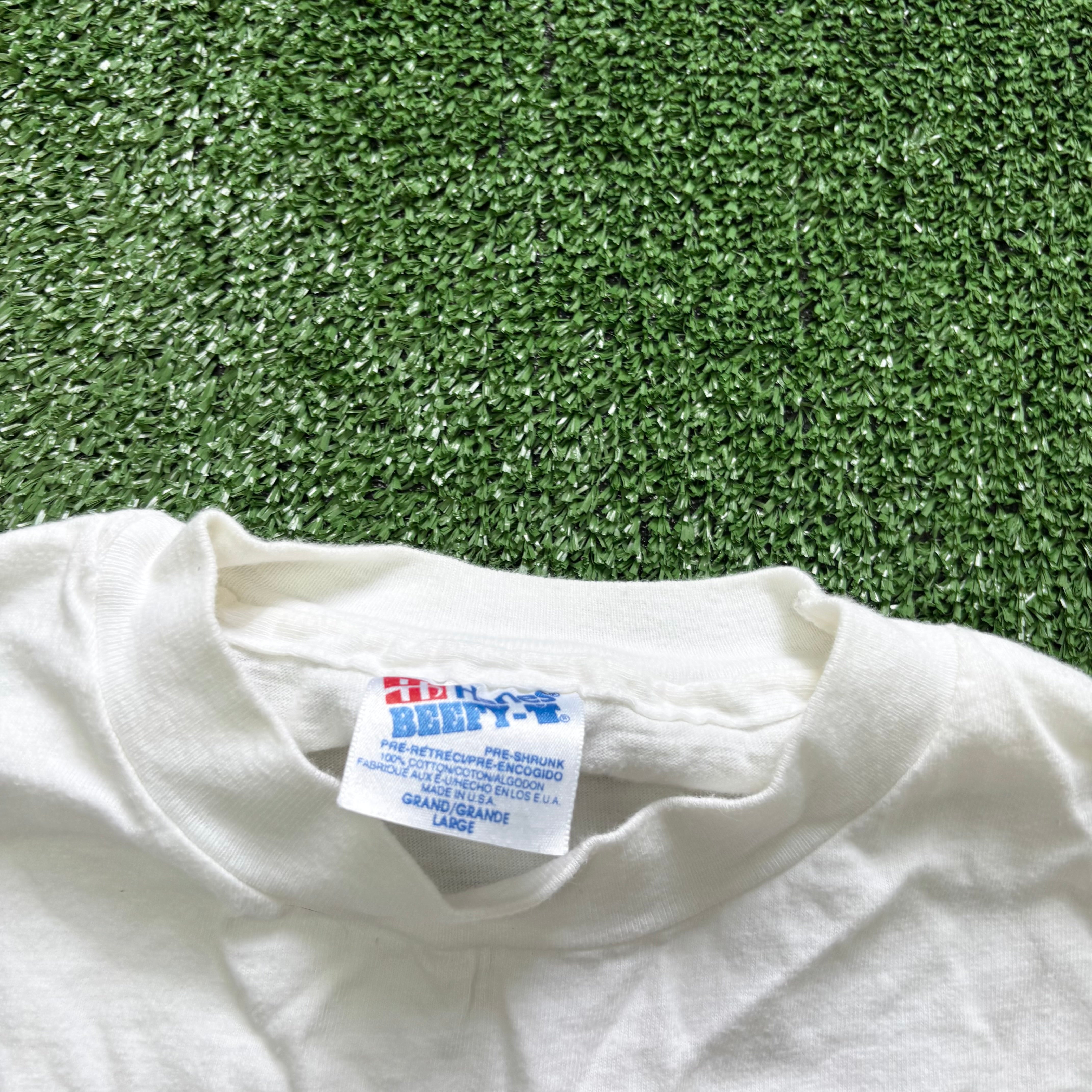 Vintage T Shirt Mens Medium White Single Stitch Graphic Print 90s Tourist (F)