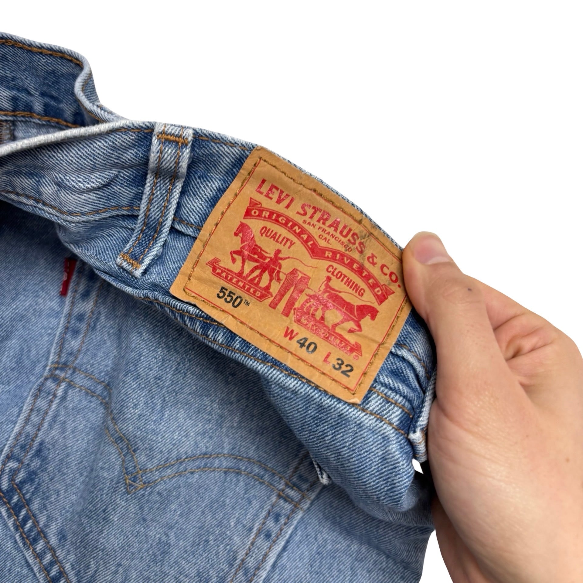 Levis 550 Jeans W40 L32 Mens Light Blue Baggy Relaxed Straight Fit Denim (E)
