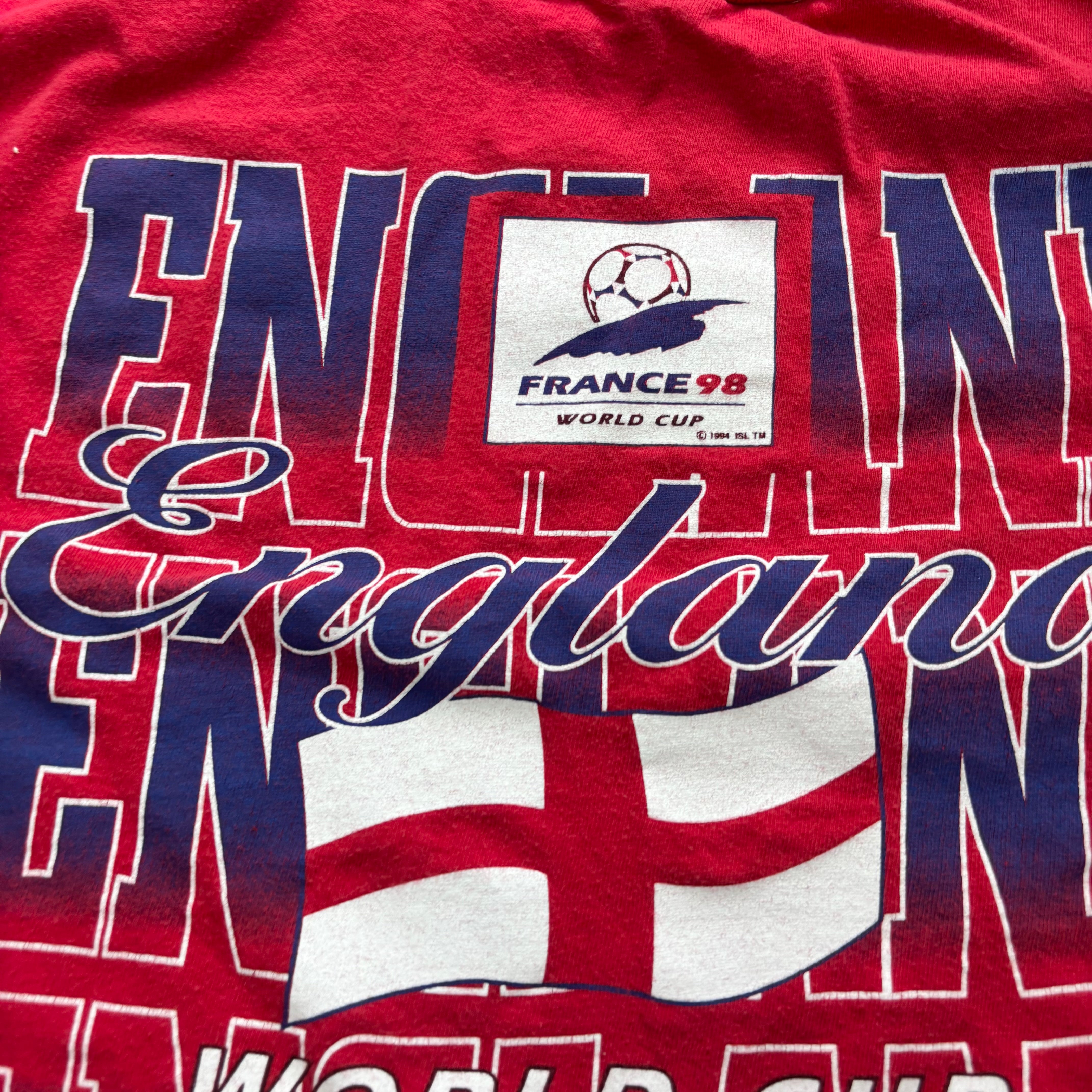 Vintage T Shirt Mens Small Red Graphic Print 90s France 98 World Cup (E)