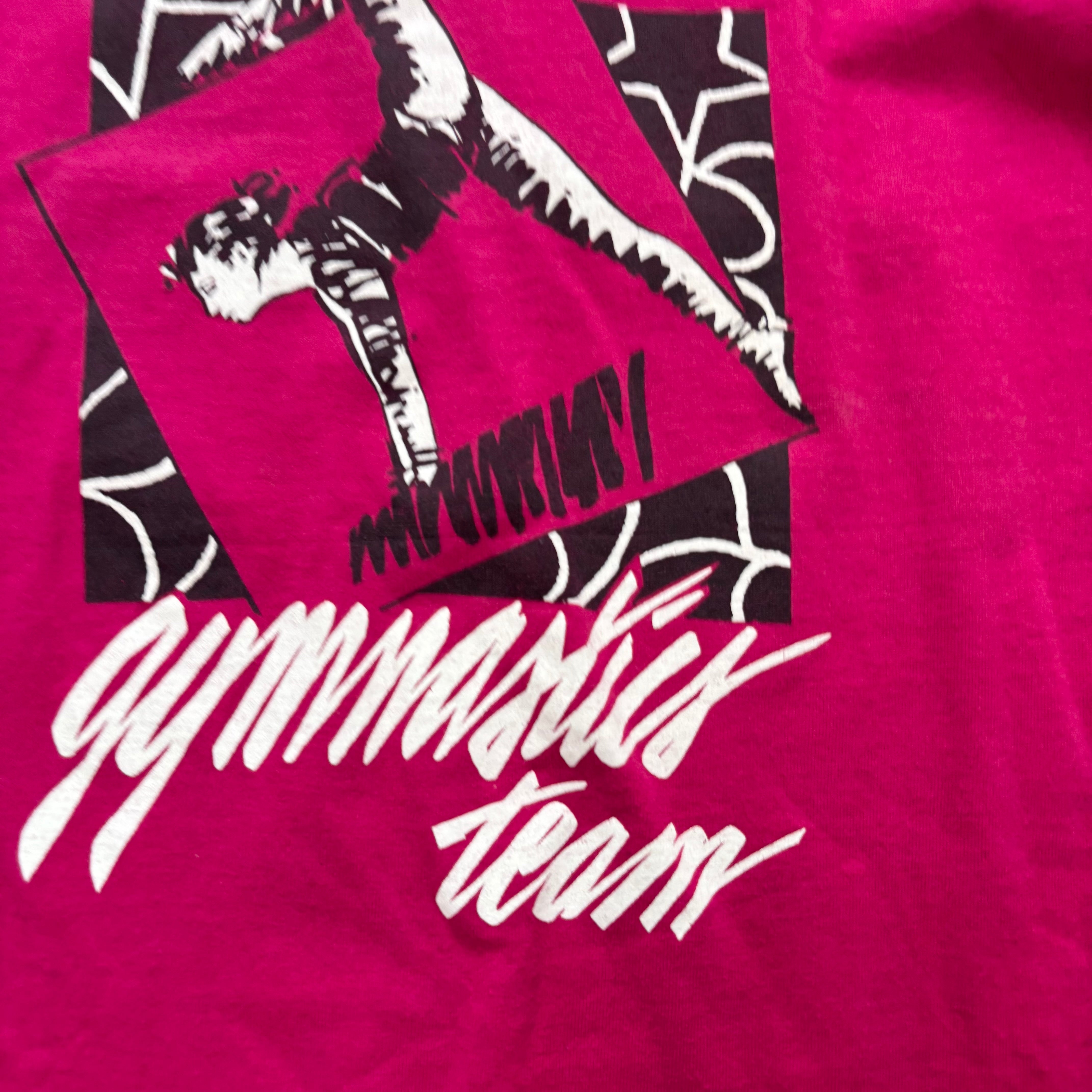 Vintage T Shirt Mens XS Pink Single Stitch Graphic Print 90s Gymnastics (E)