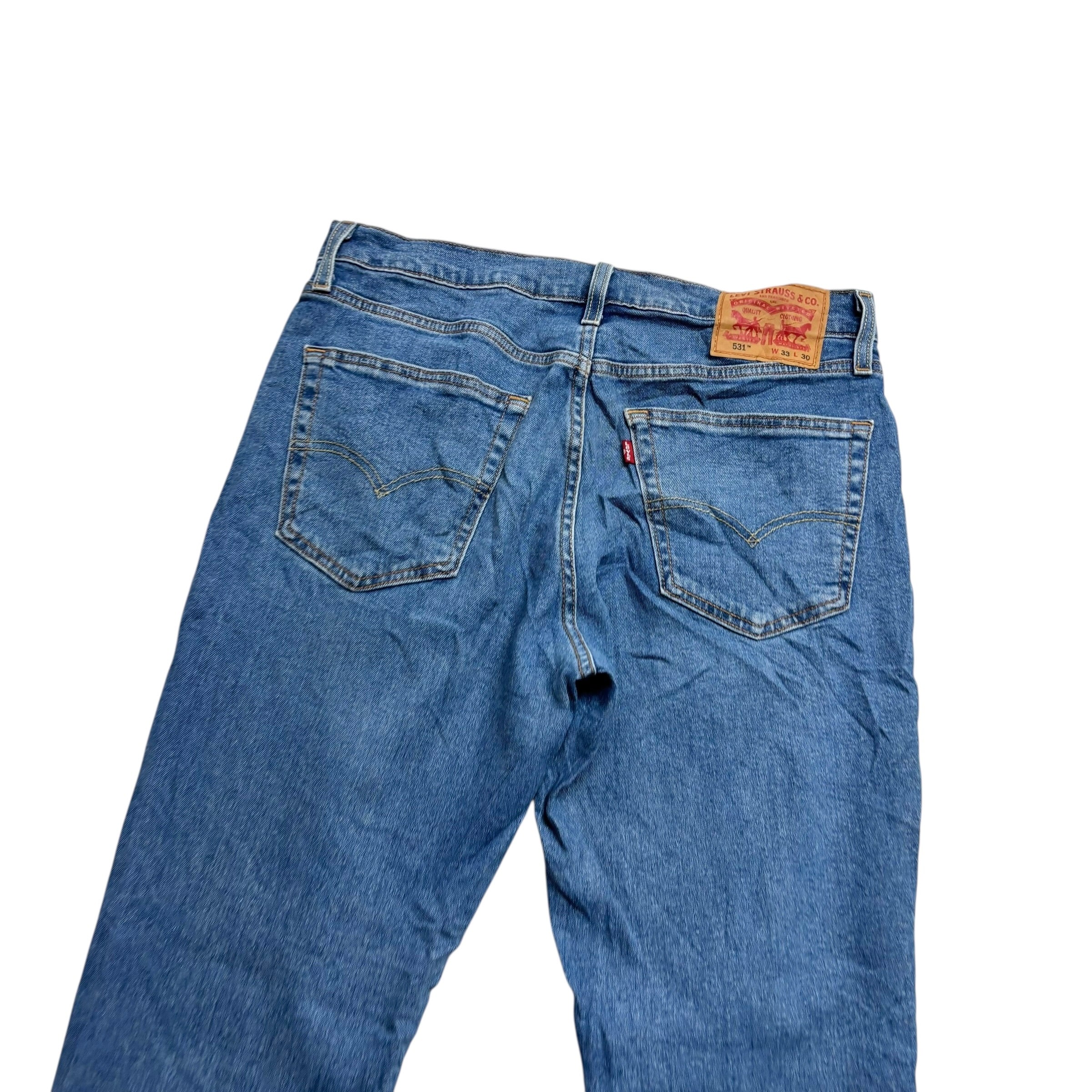 Levis 531 Jeans W33 L30 Mens Mid Blue Athletic Slim Fit Stretch Denim (E)
