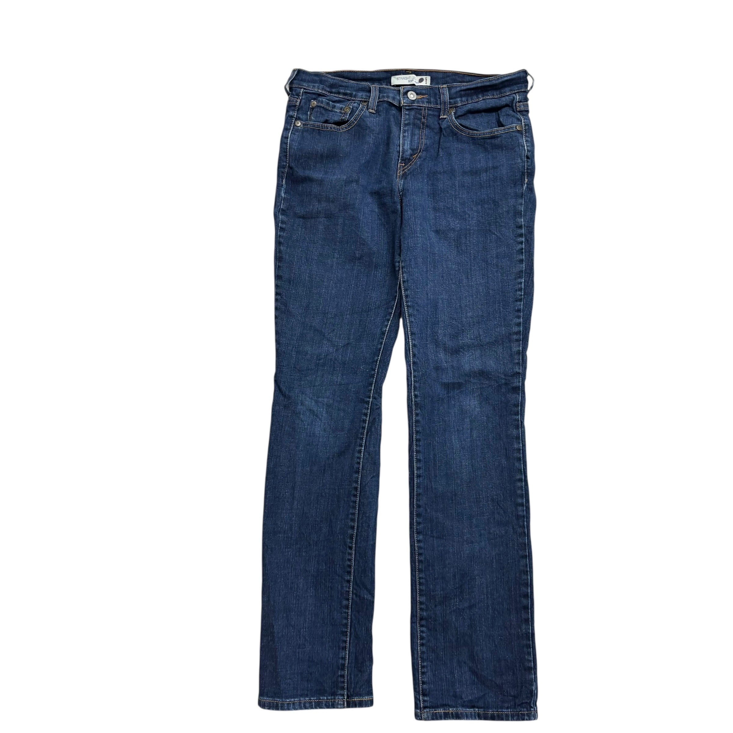 Levis 505 Jeans W30 L31 Womens Regular Straight Dark Blue Stretch Denim (E)