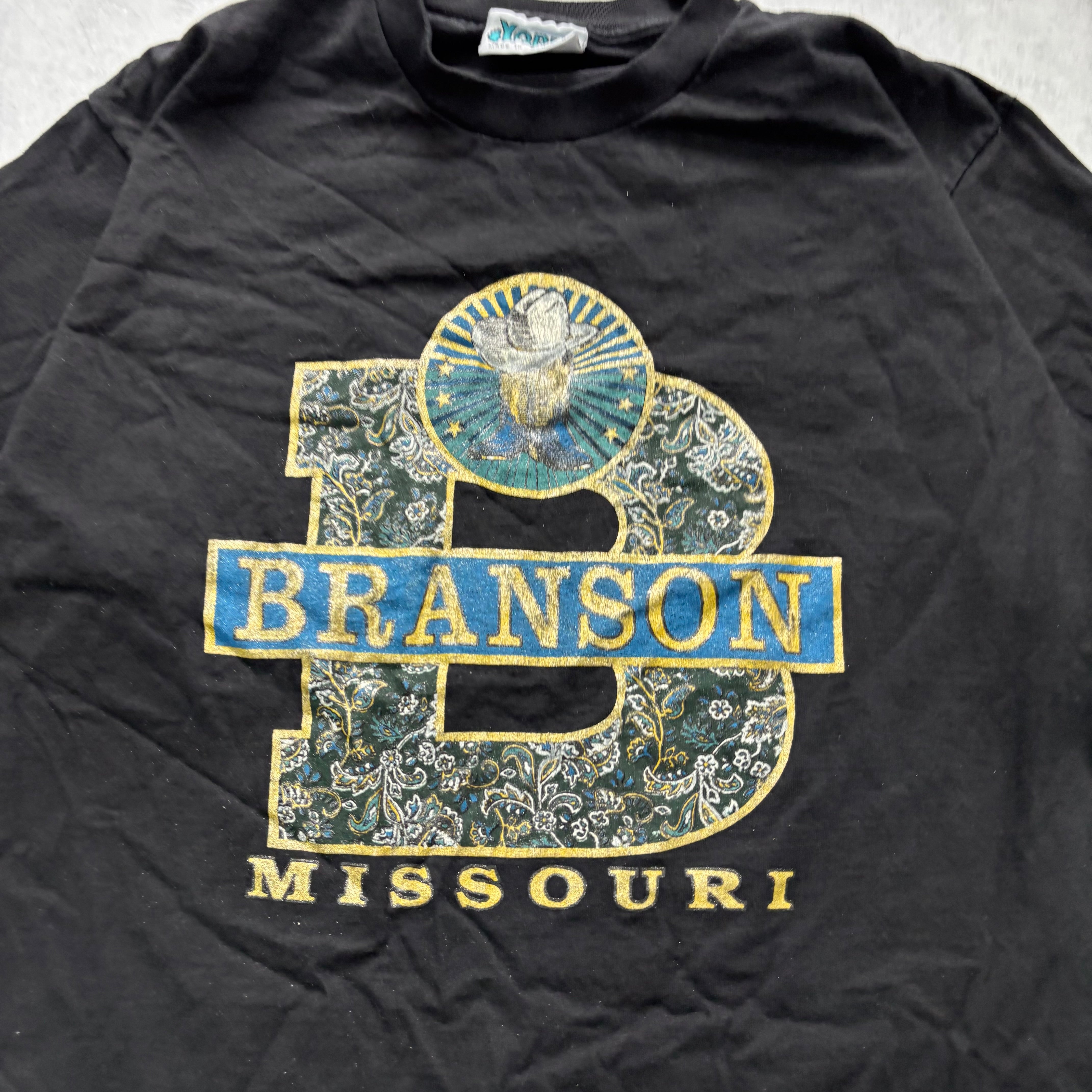 Vintage T Shirt Mens Large Black Single Stitch Graphic Print 90s USA