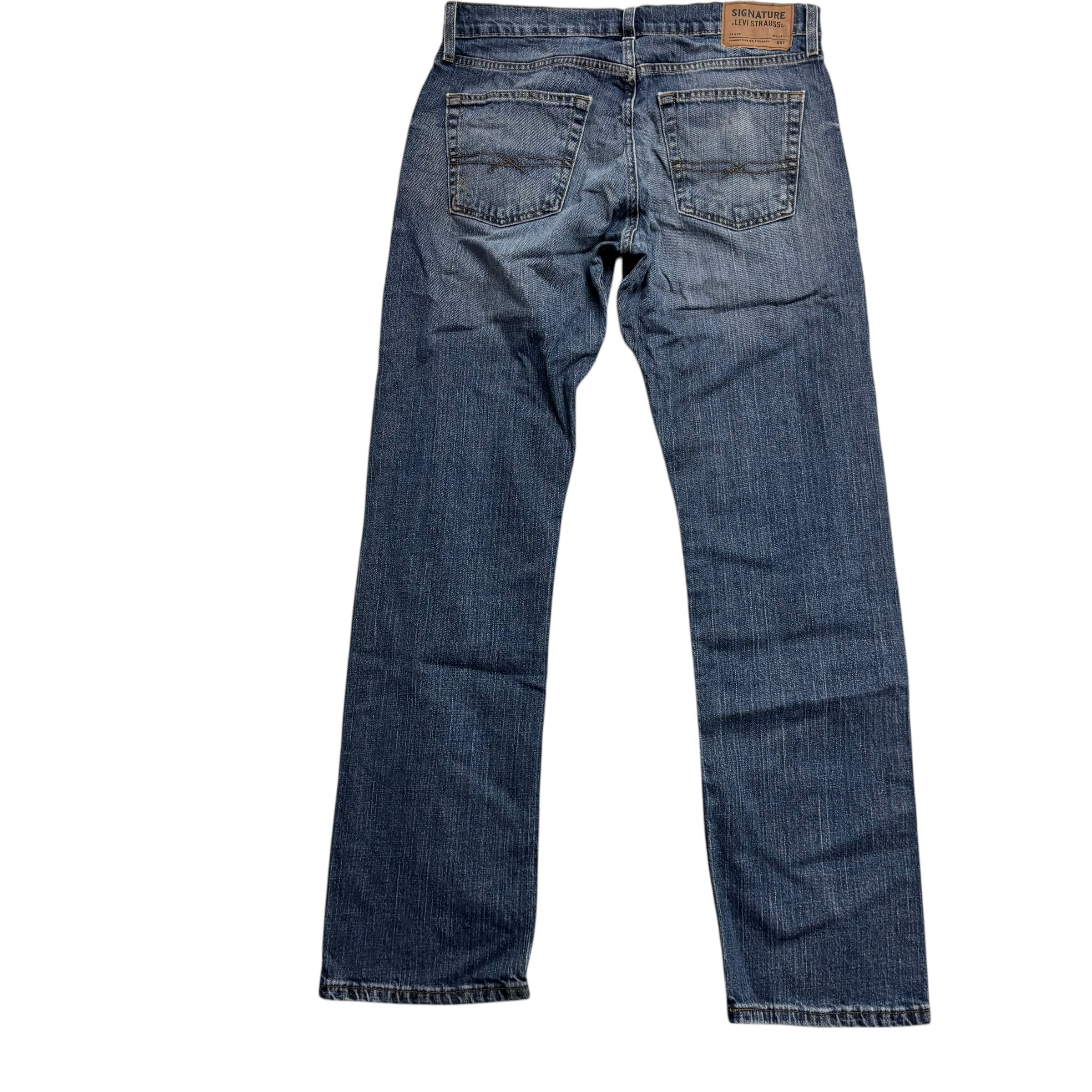 Levis Signature Jeans W32 L32 Mens Mid Blue Regular Straight Fit Stretch Denim