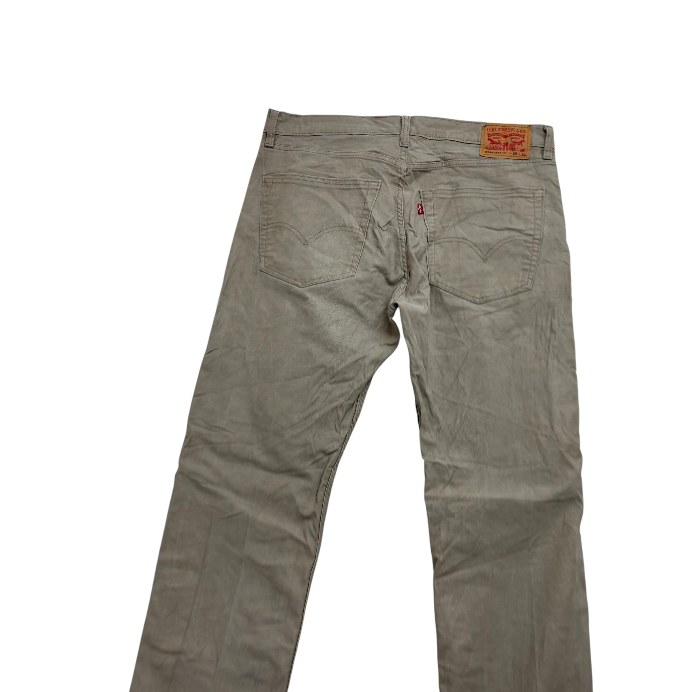 Levis Workwear Jeans W36 L34 Mens Beige Stone Regular Straight Fit Stretch Denim