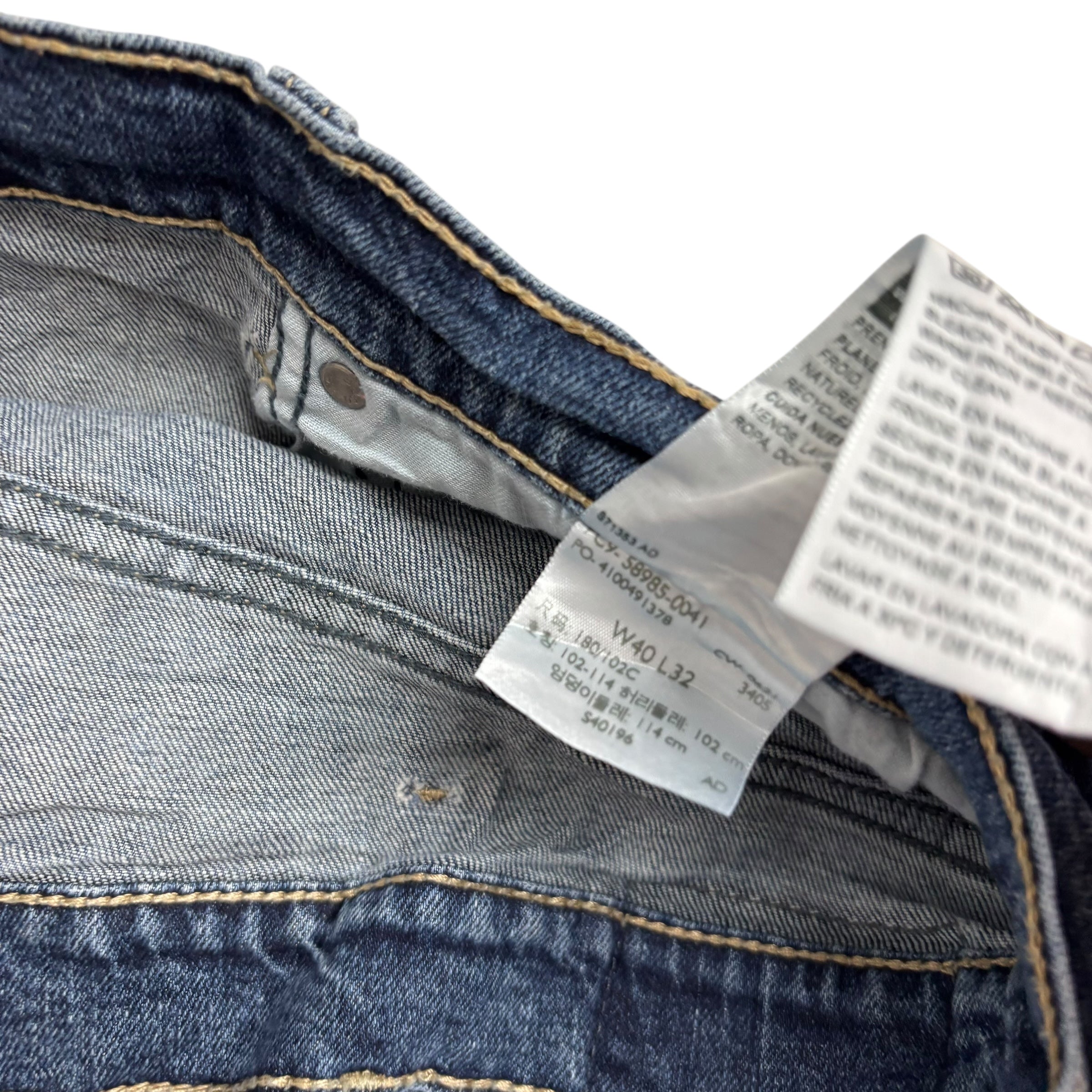 Levis Signature Jeans W40 L32 Mens Mid Blue Relaxed Straight Stretch Denim (E)
