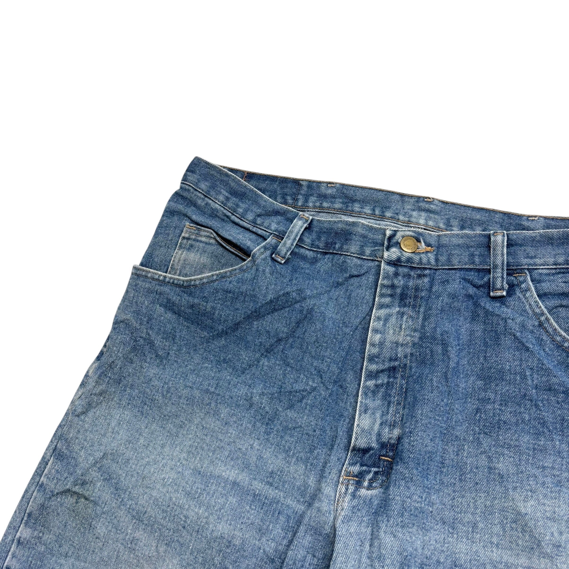 Vintage Wrangler Jorts W38 Mens Denim Shorts Light Blue Baggy Relaxed Fit (F)