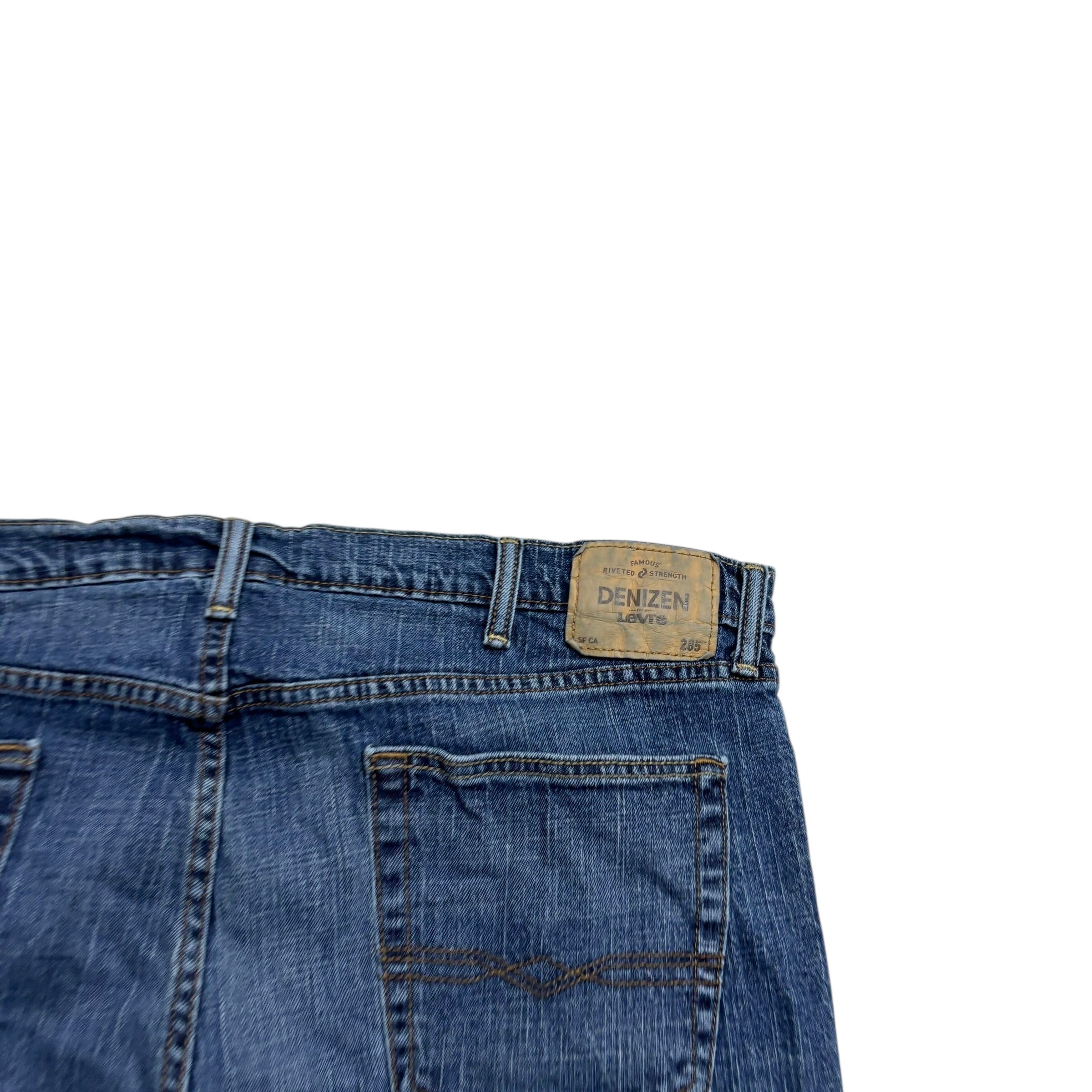 Levis Denizen Jeans W42 L30 Mens Mid Blue Relaxed Straight Fit Stretch Denim