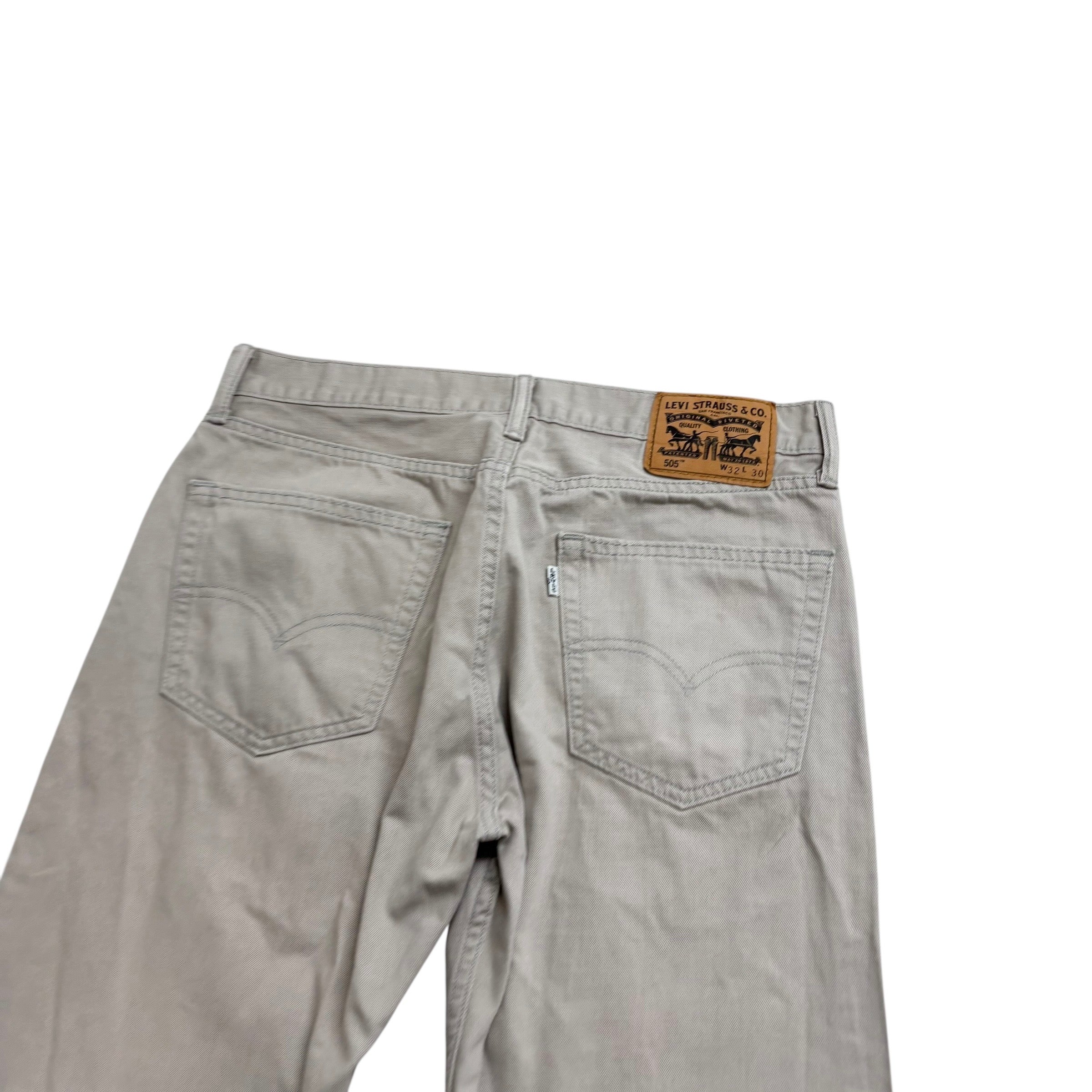 Levis 505 Trousers W32 L30 Mens Stone Regular Straight Fit Pants
