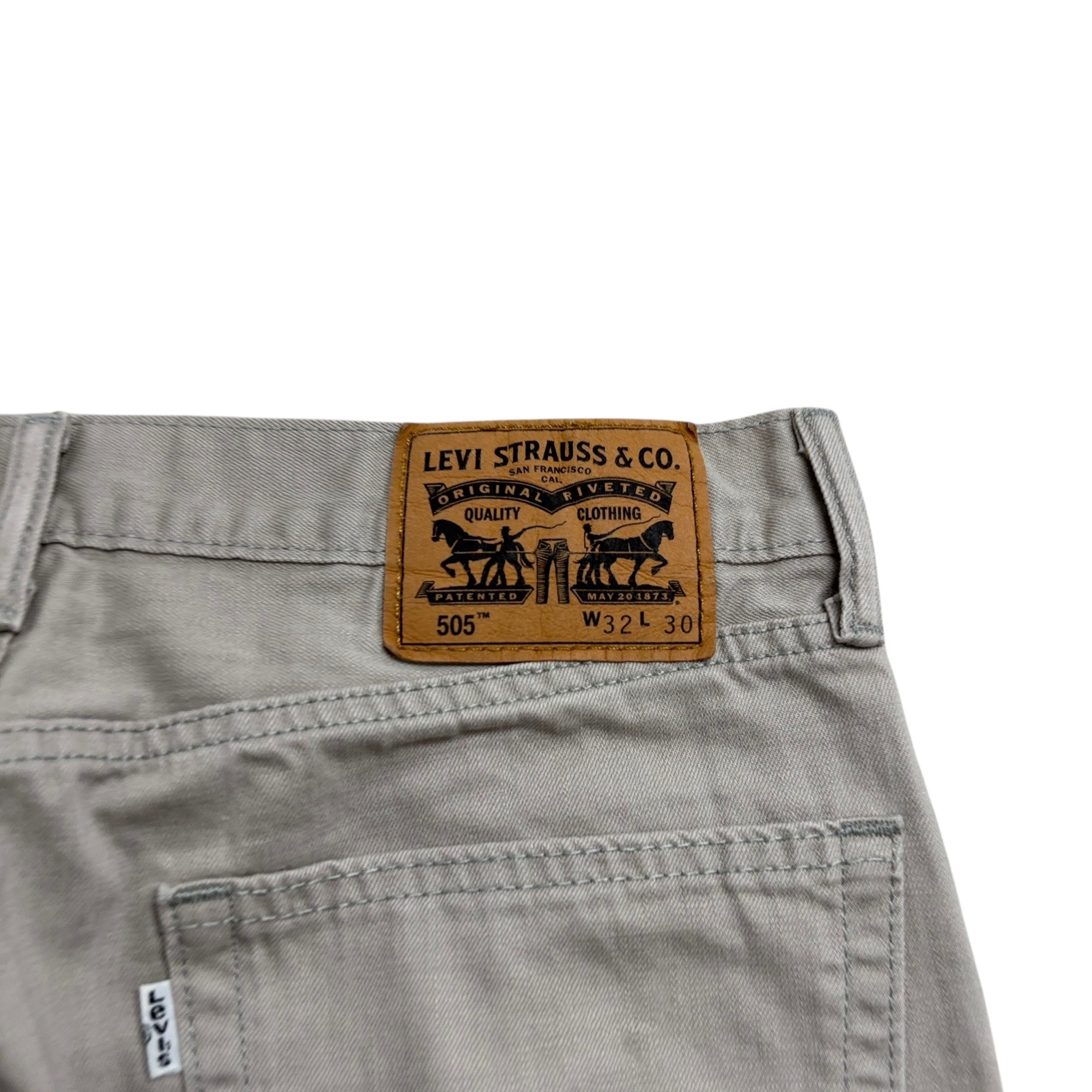 Levis 505 Trousers W32 L30 Mens Stone Regular Straight Fit Pants