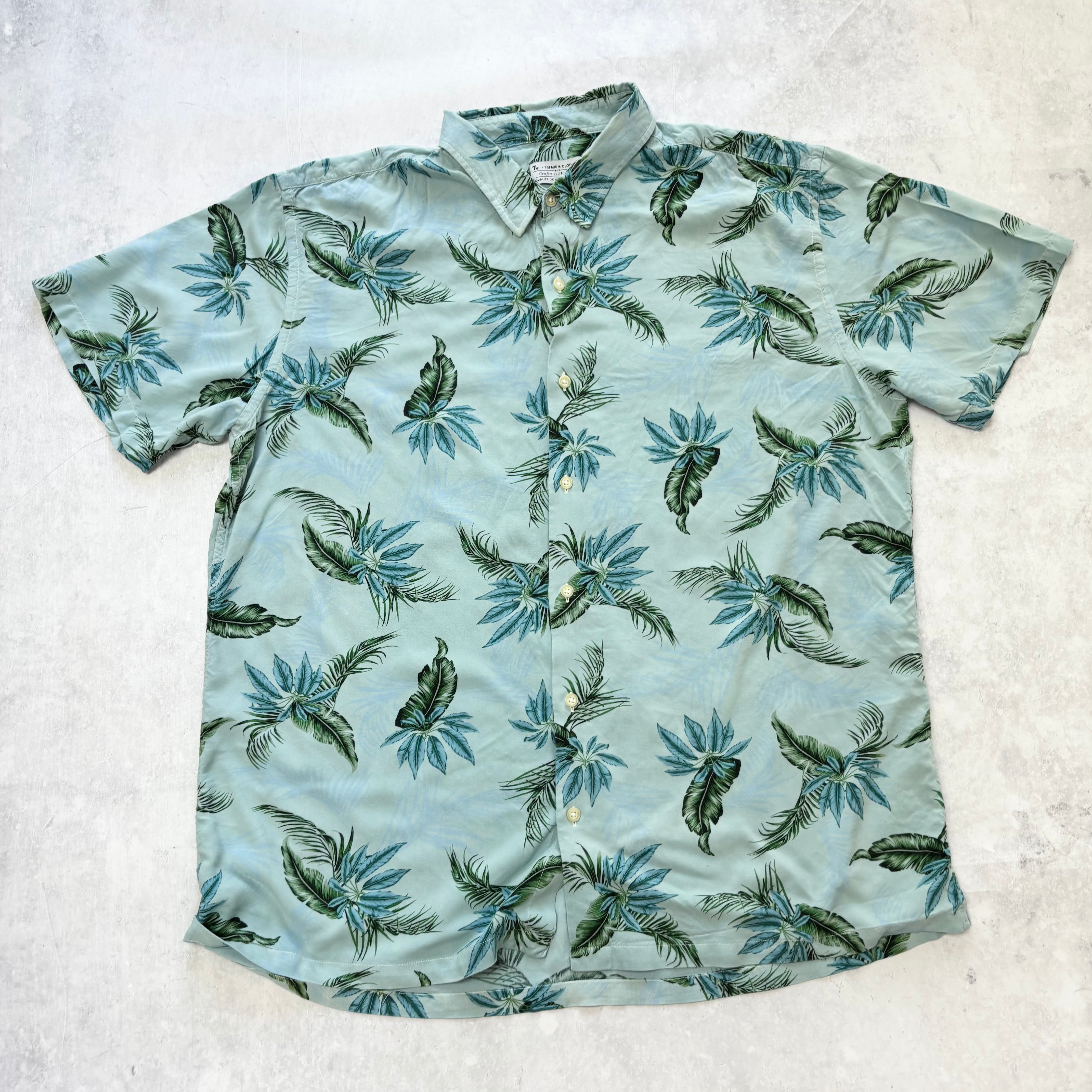 Hawaiian Shirt Mens XL Blue Floral Aloha Short Sleeve