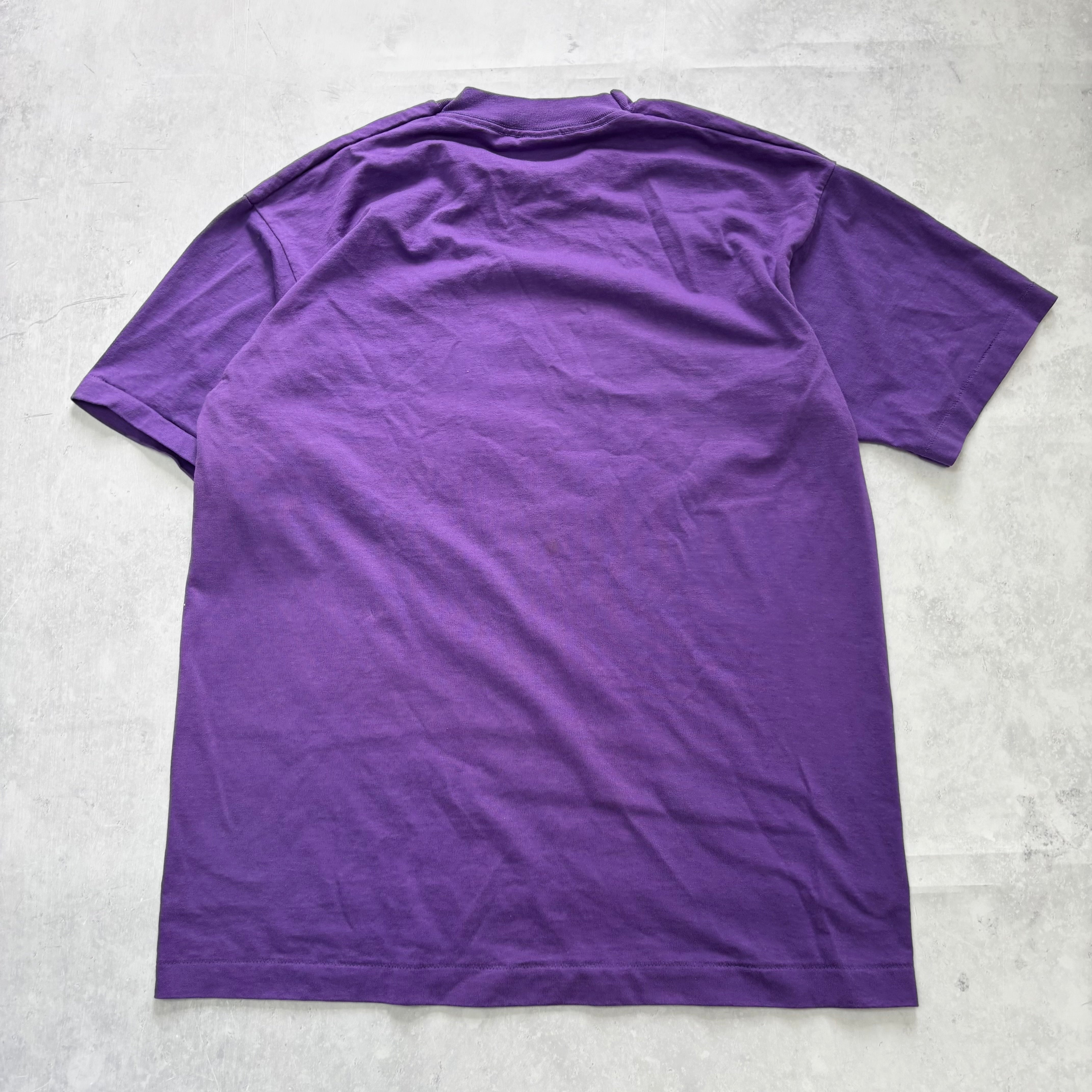 Vintage T Shirt Mens Large Purple Single Stitch Graphic Print 90s USA (E)