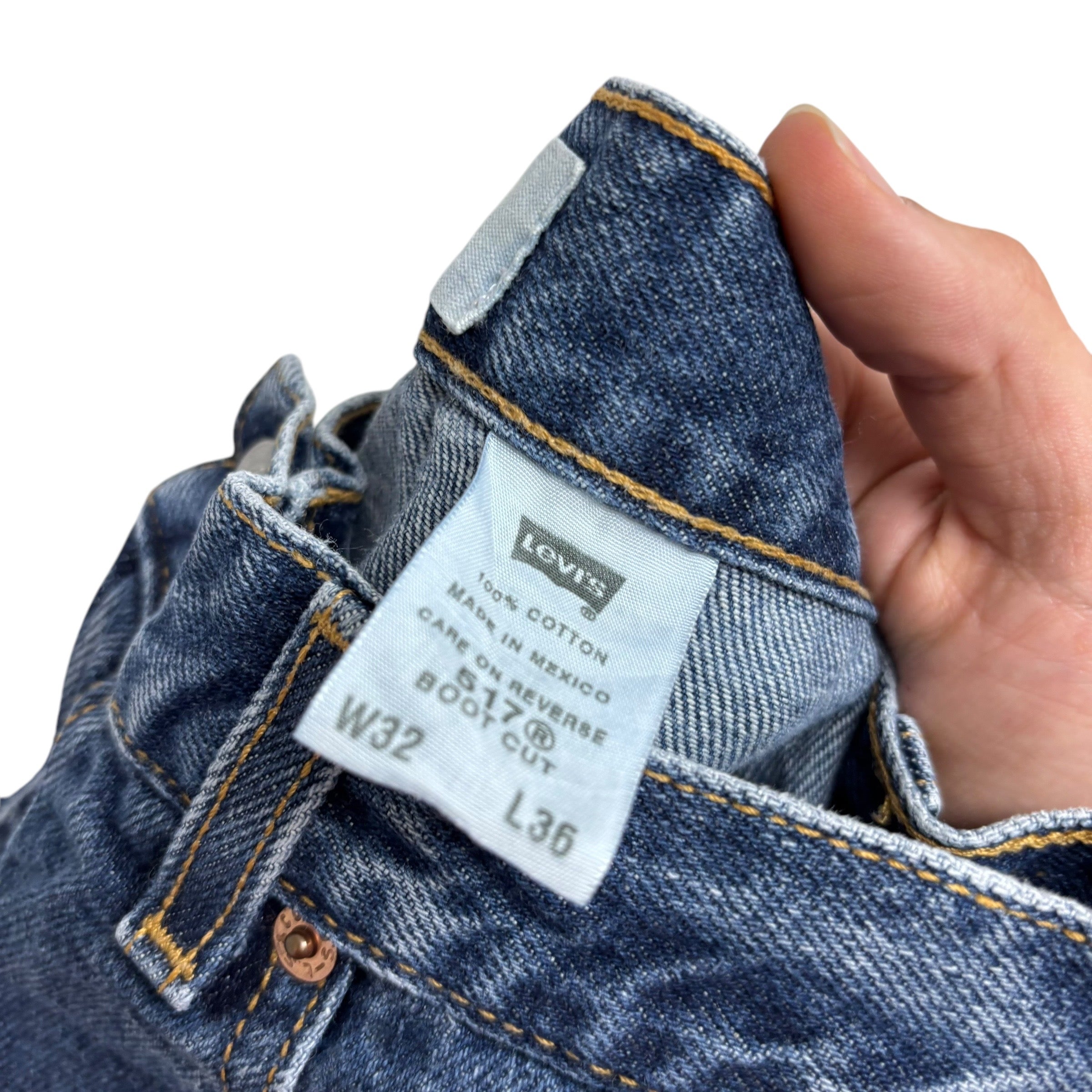 Levis 517 Jeans W32 L36 Mens Mid Blue Regular Bootcut Fit Vintage Denim (E)