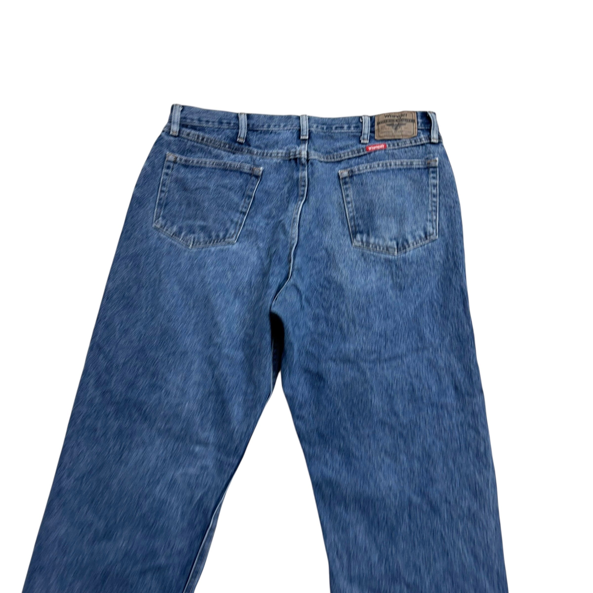 Wrangler Jeans W38 L30 Mens Mid Blue Relaxed Straight Fit Denim (E)