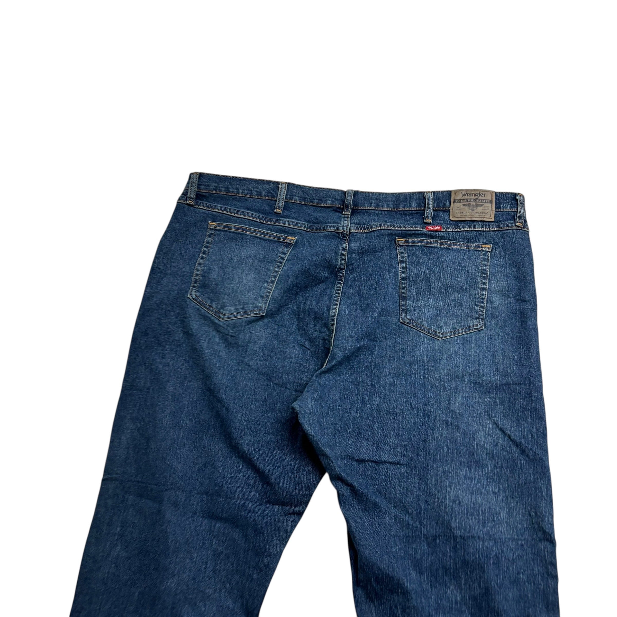 Wrangler Jeans W46 L30 Mens Dark Blue Relaxed Straight Fit Stretch Denim (E)
