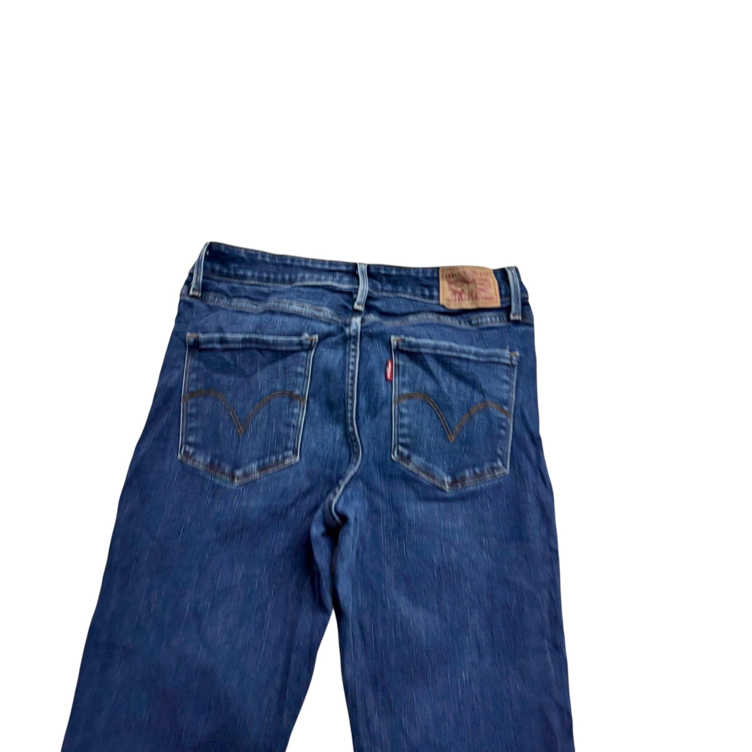 Levis Jeans W27 L32 Womens Mid Rise Skinny Dark Blue Stretch Denim