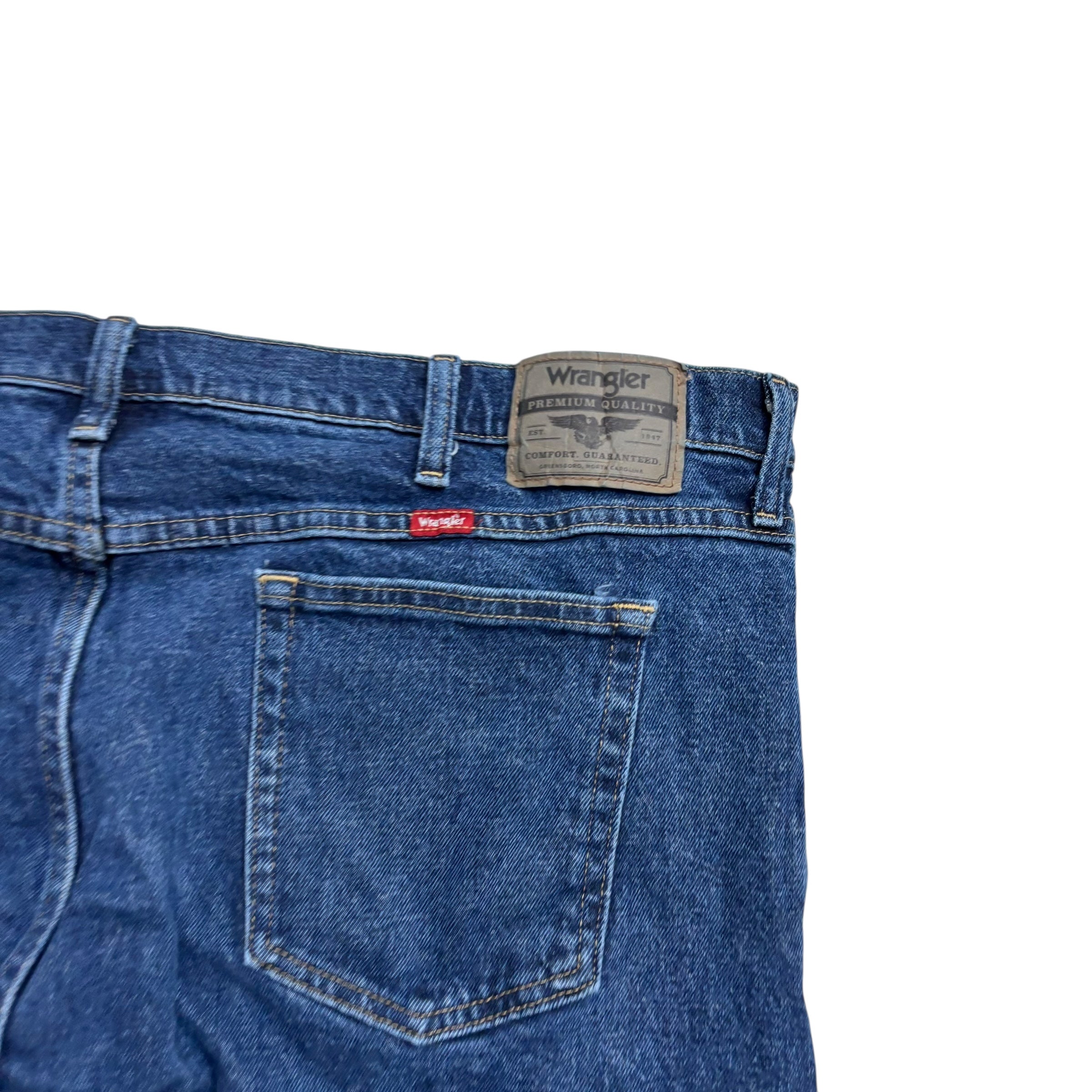 Wrangler Jeans W44 L30 Mens Mid Blue Regular Straight Fit Stretch Denim