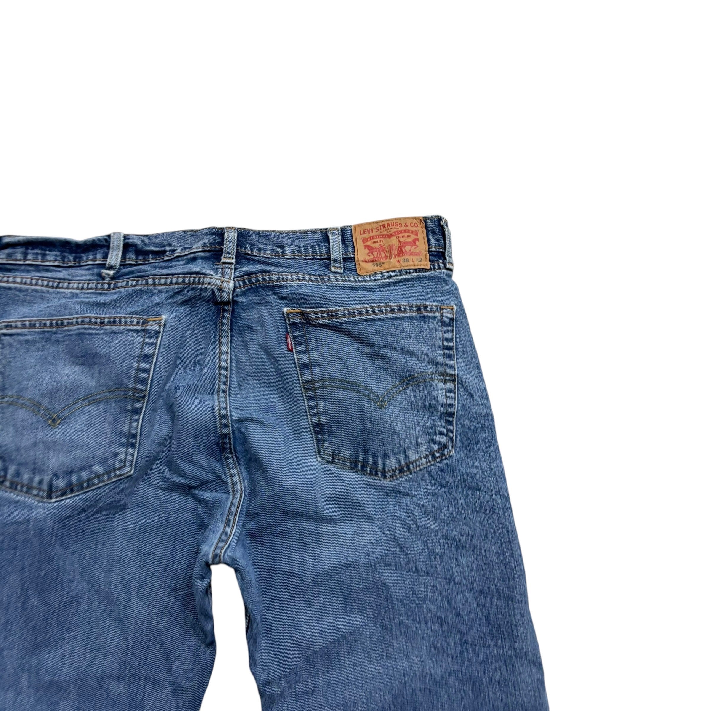 Levis 505 Jeans W38 L26 Mens Mid Blue Regular Straight Fit Stretch Denim (E)