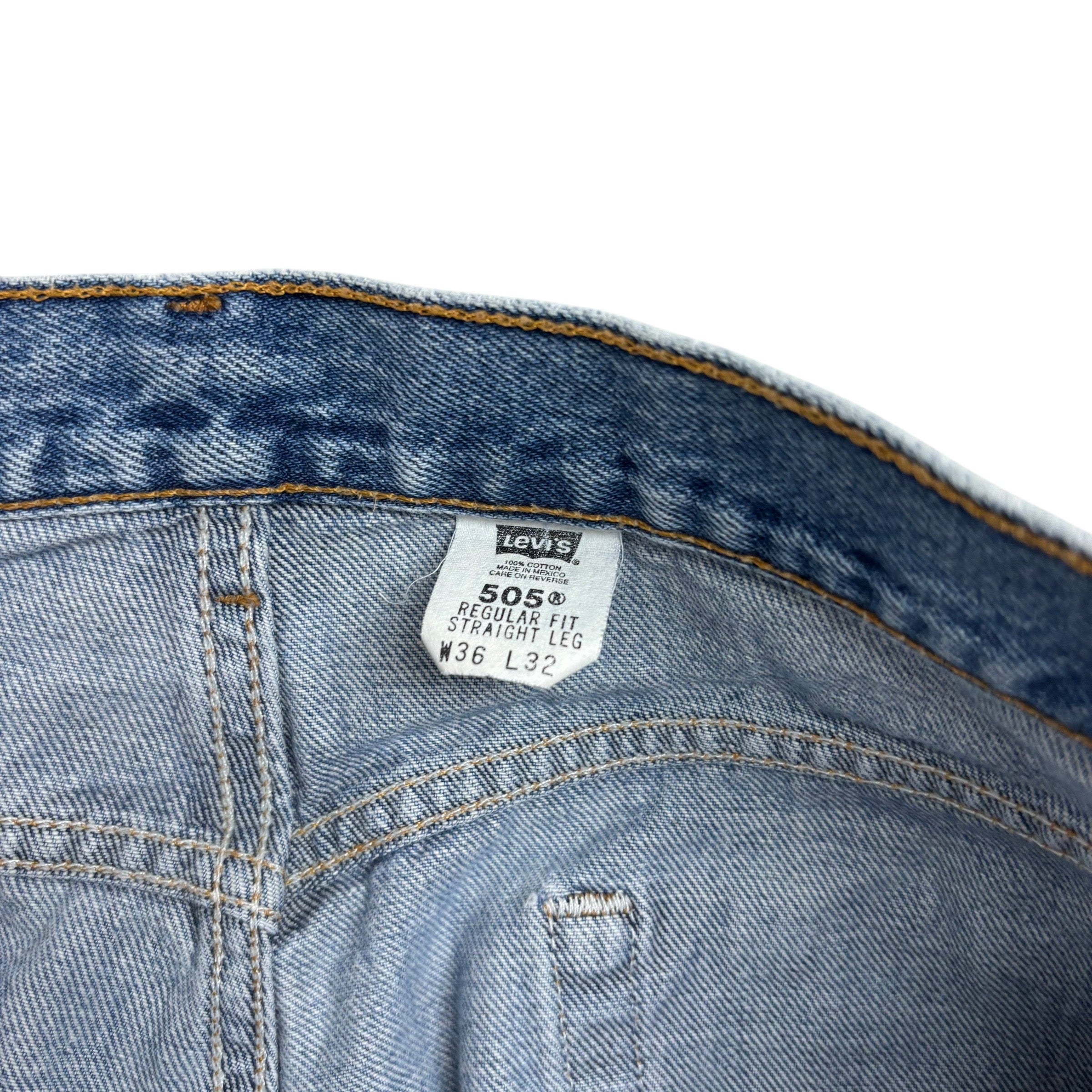Levis 505 Jeans W35 L32 Mens Light Blue Regular Straight Fit Vintage Denim