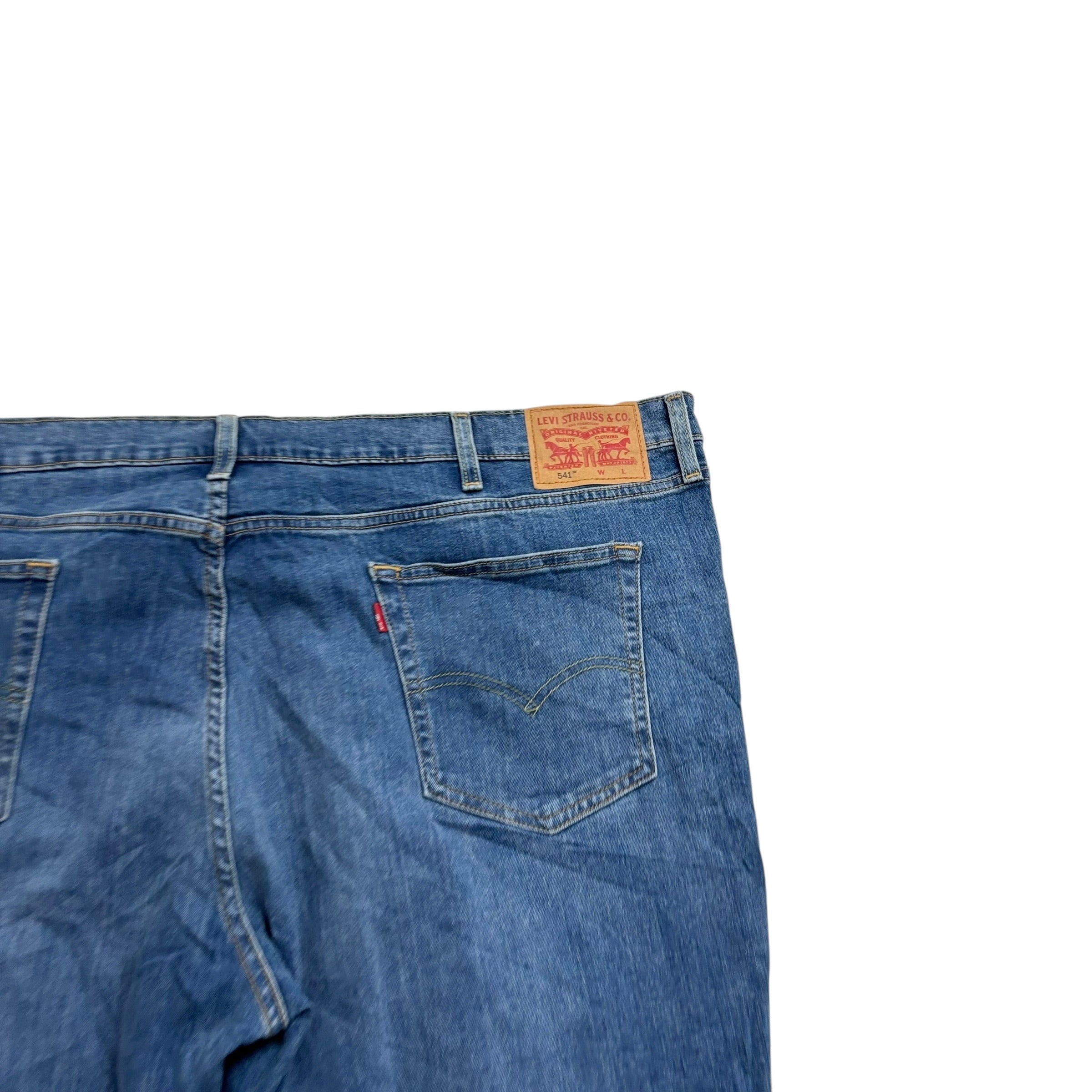 Levis 541 Jeans W50 L28 Mens Mid Blue Athletic Tapered Fit Stretch Denim (E)