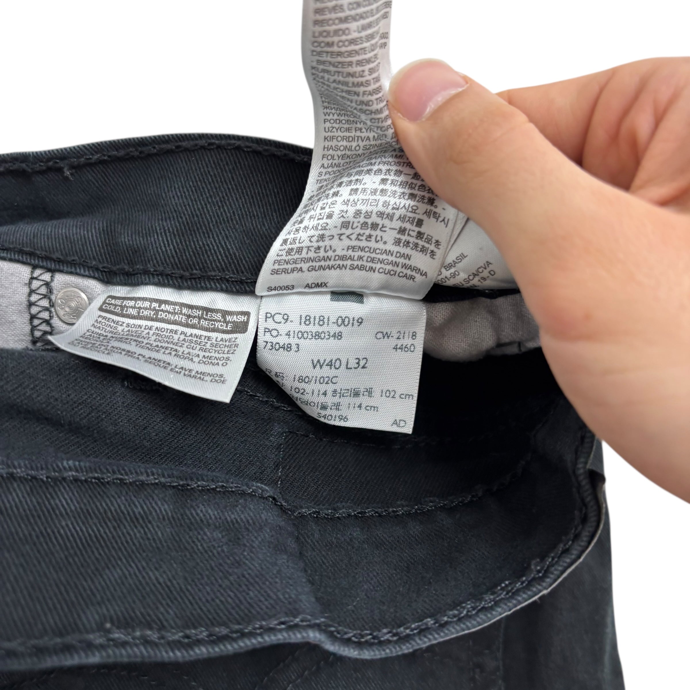 Levis 541 Jeans W40 L32 Mens Black Athletic Tapered Fit Stretch Denim