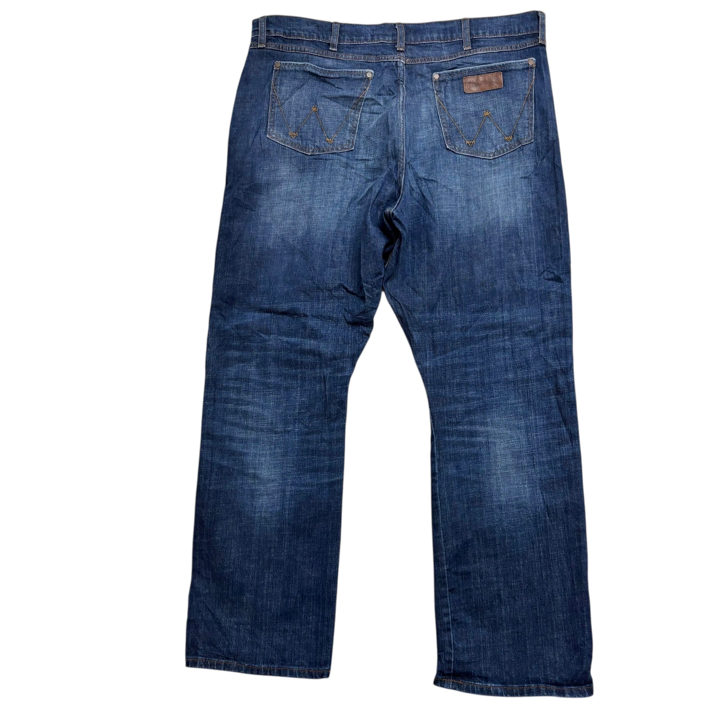 Wrangler Jeans W42 L32 Mens Dark Blue Relaxed Bootcut Fit Stretch Denim