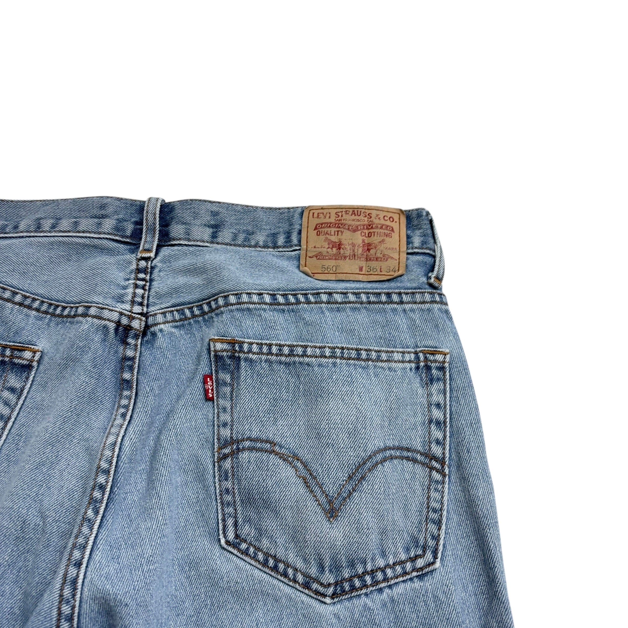 Levis 560 Jeans W36 L34 Mens Light Blue Baggy Relaxed Comfort Fit Vintage Denim