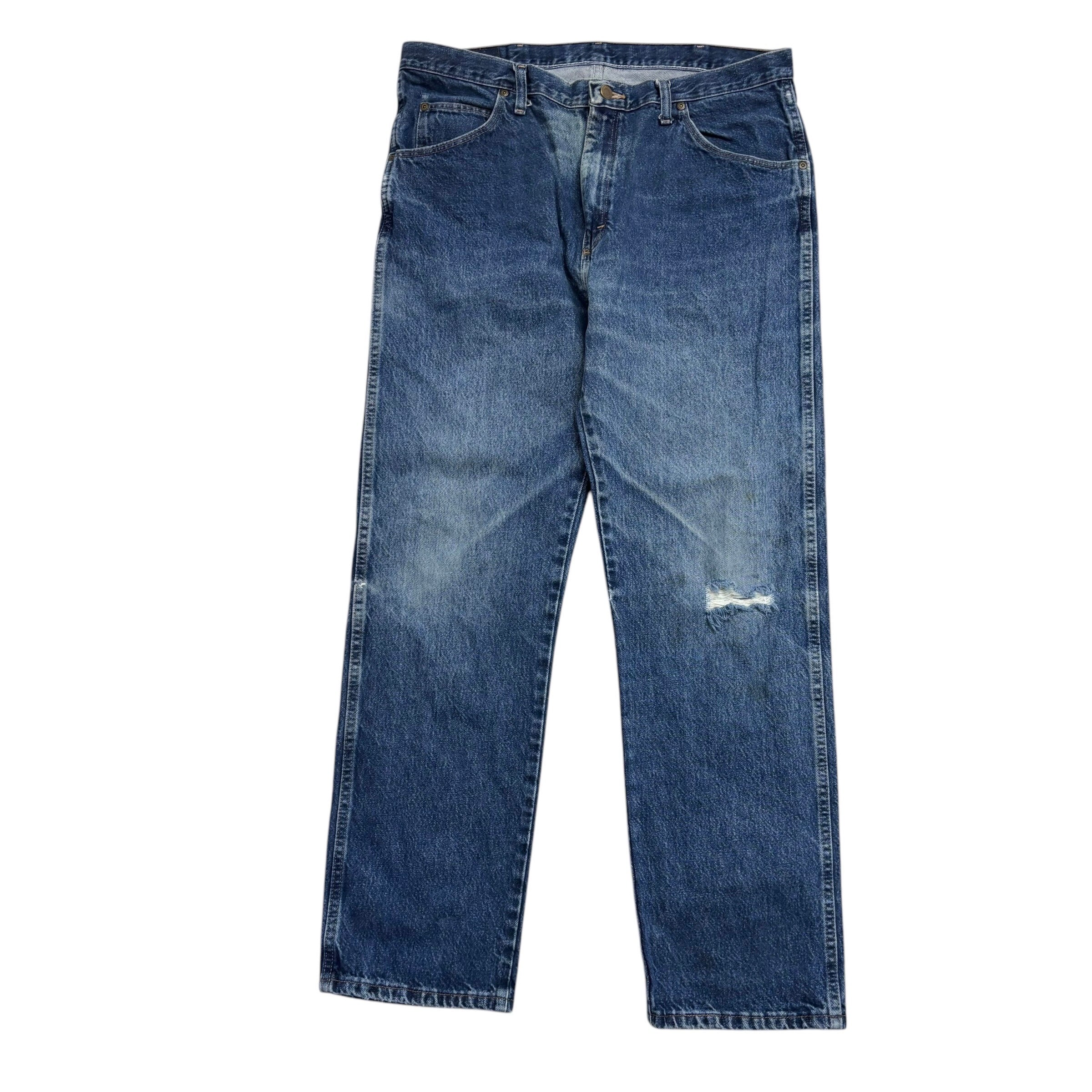 Wrangler Jeans W38 L32 Mens Mid Blue Regular Straight Fit Denim (F)