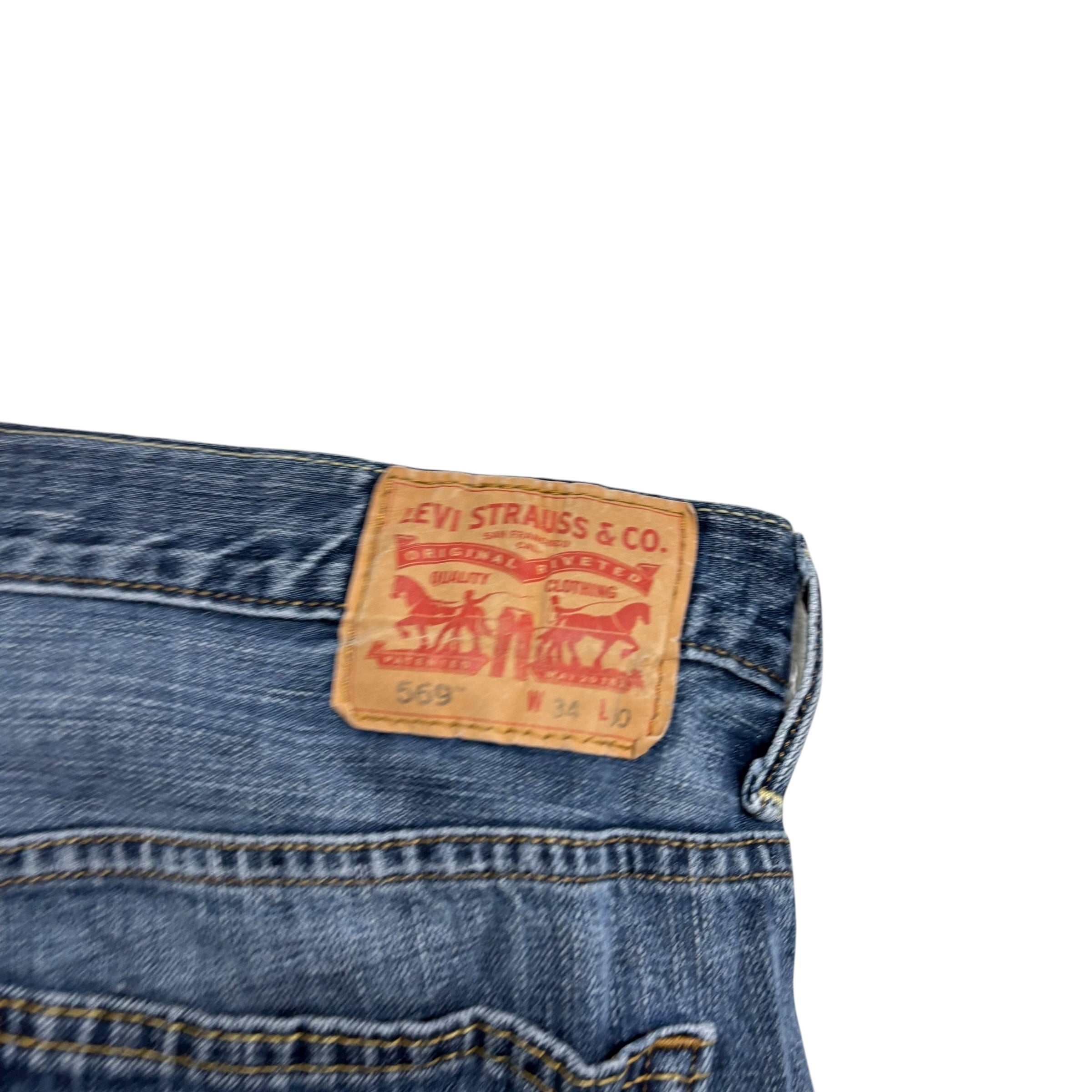 Levis 569 Jeans W34 L29 Mens Mid Blue Baggy Relaxed Straight Fit Denim