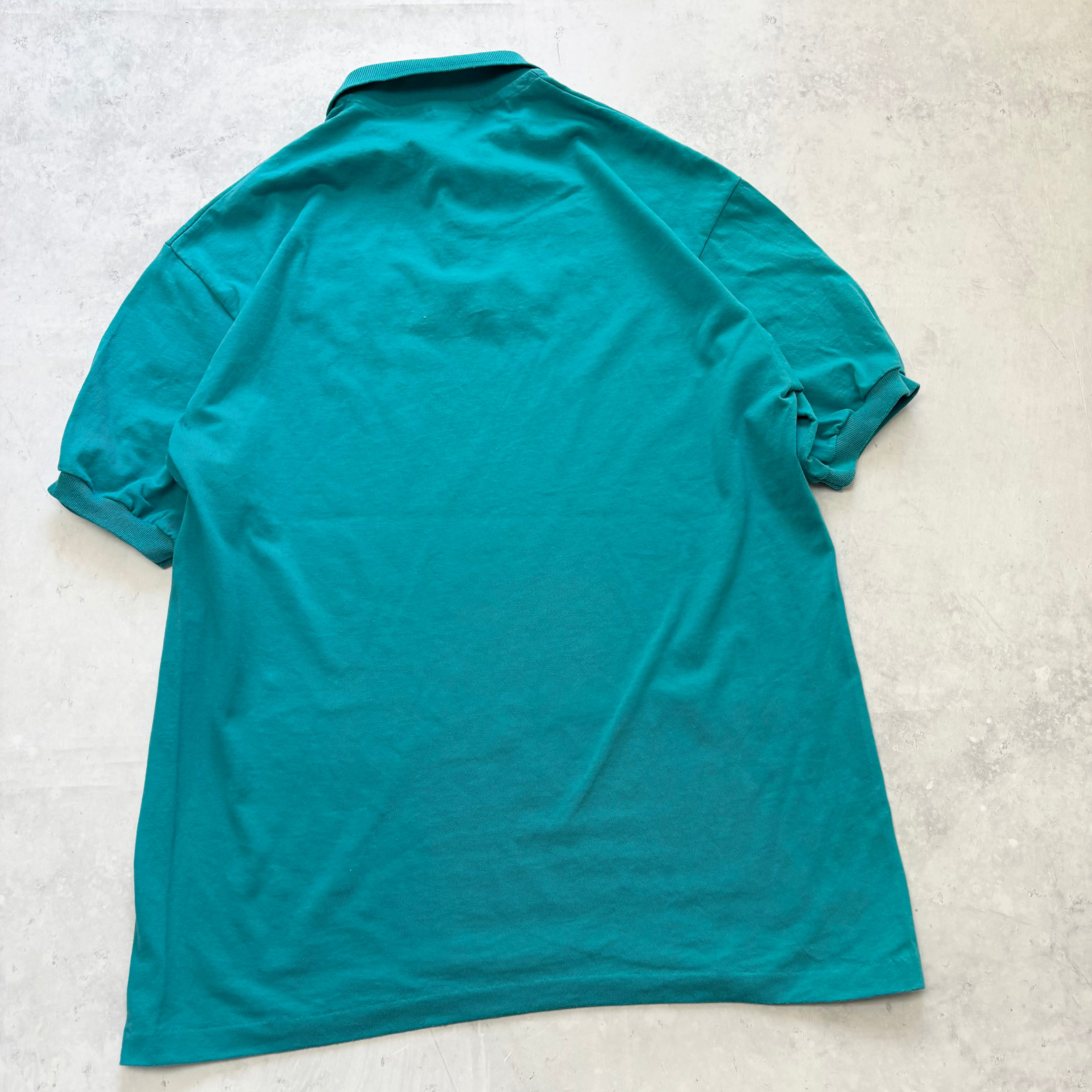 Vintage Polo Shirt Mens Large Blue Single Stitch Graphic Print 90s USA