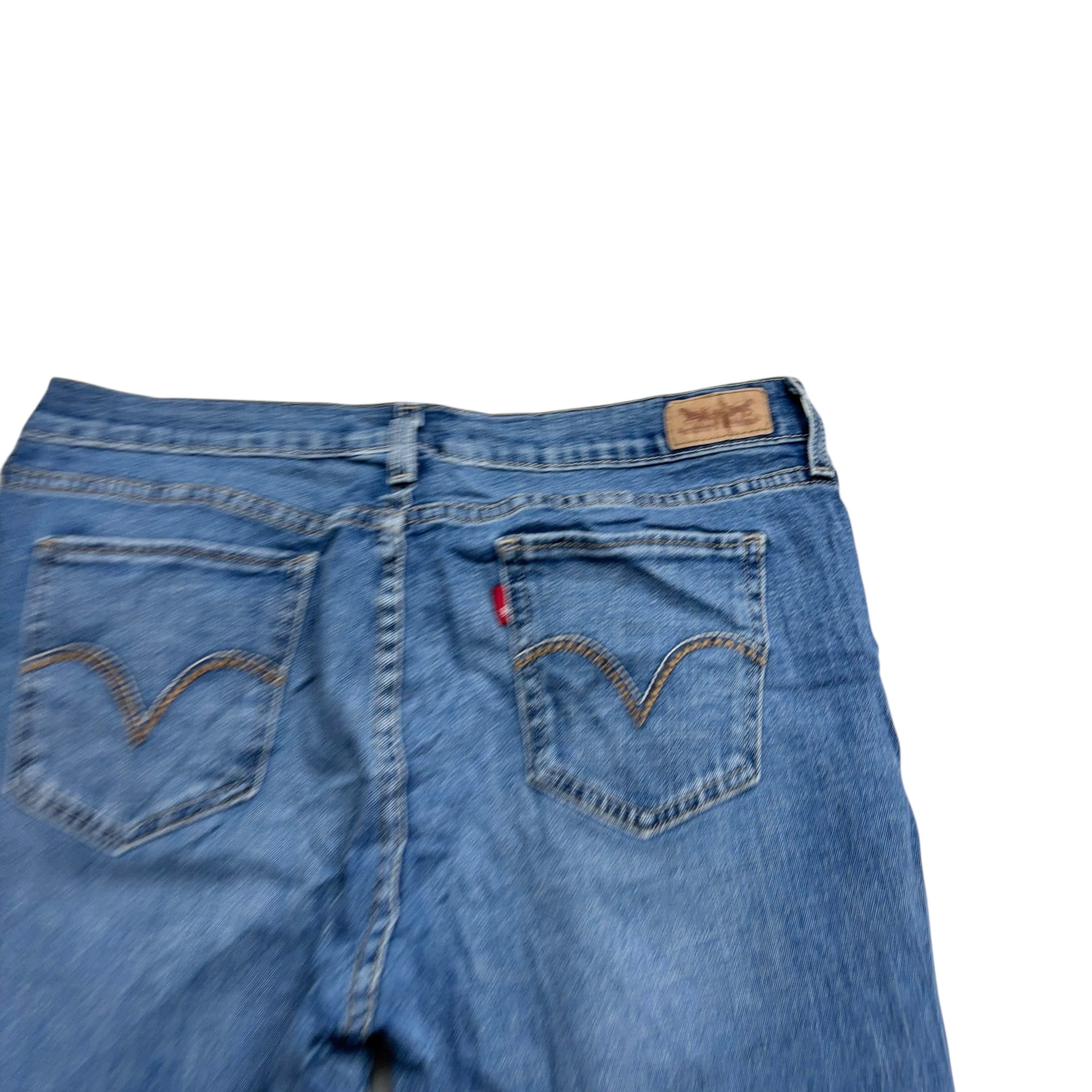 Levis 505 Jeans W31 L32 Womens Regular Straight Fit Mid Blue Stretch Denim (E)