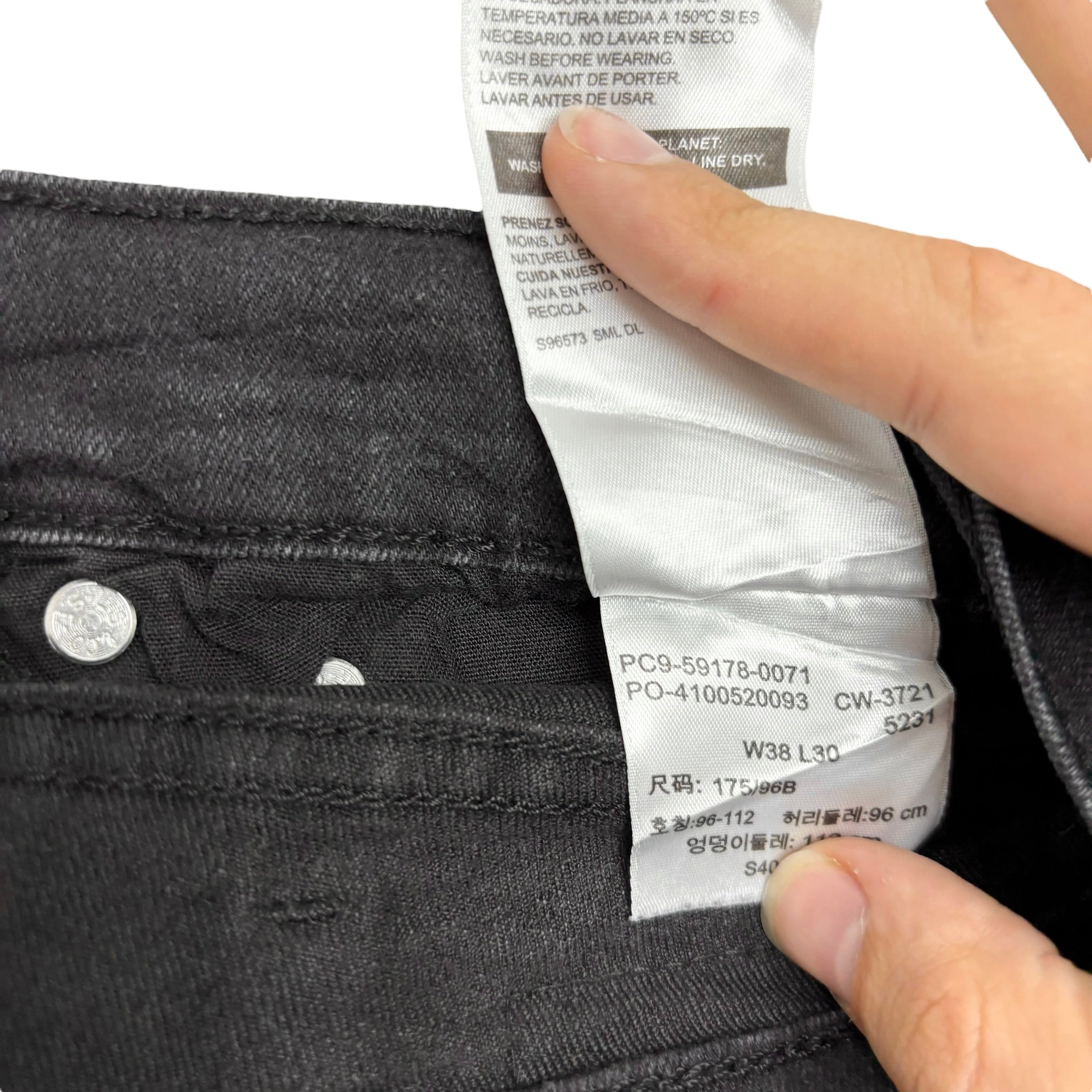 Levis Signature Jeans W38 L30 Mens Black Slim Fit Stretch Denim (E)