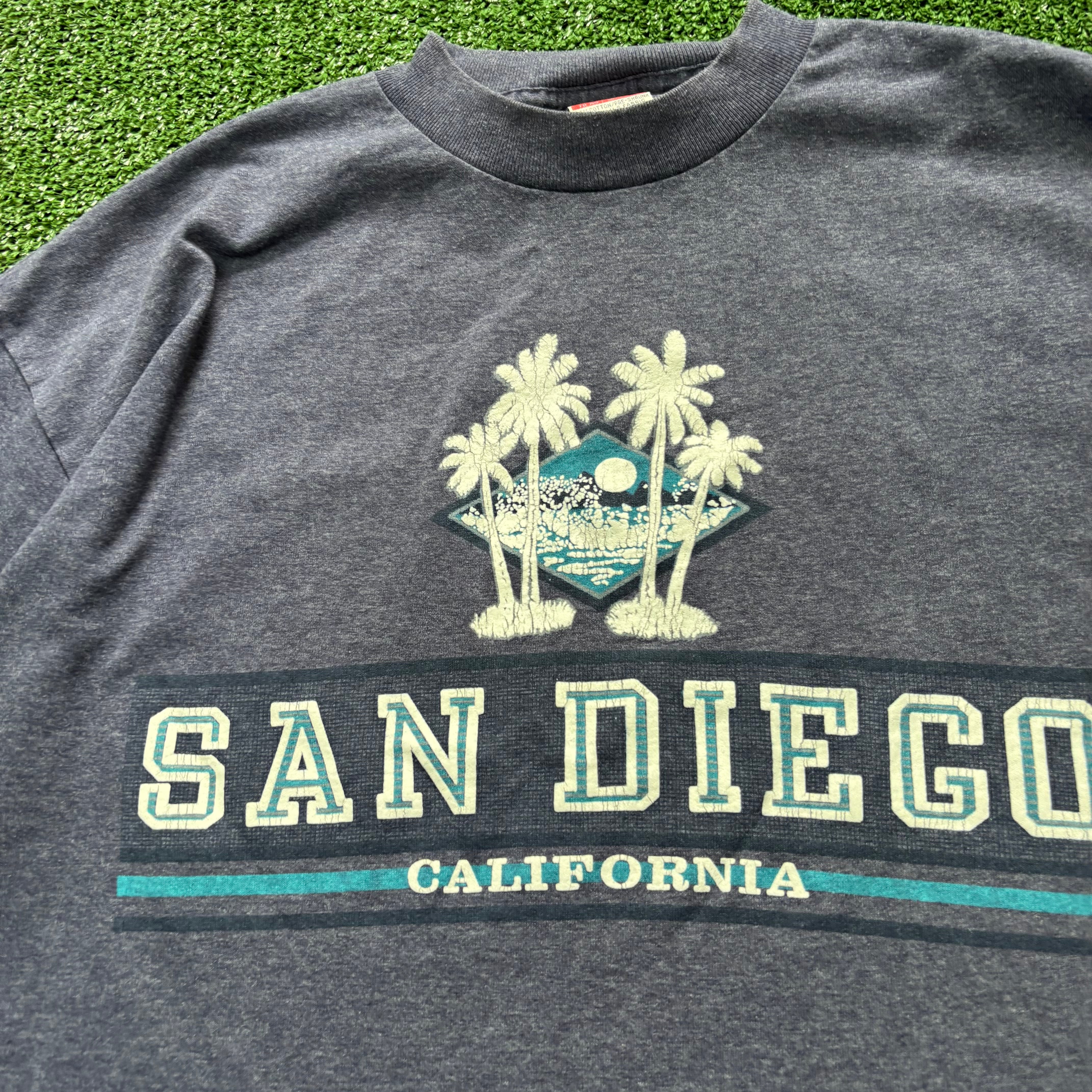 Vintage T Shirt Mens XL Grey Graphic Print 90s USA Tourist (E)