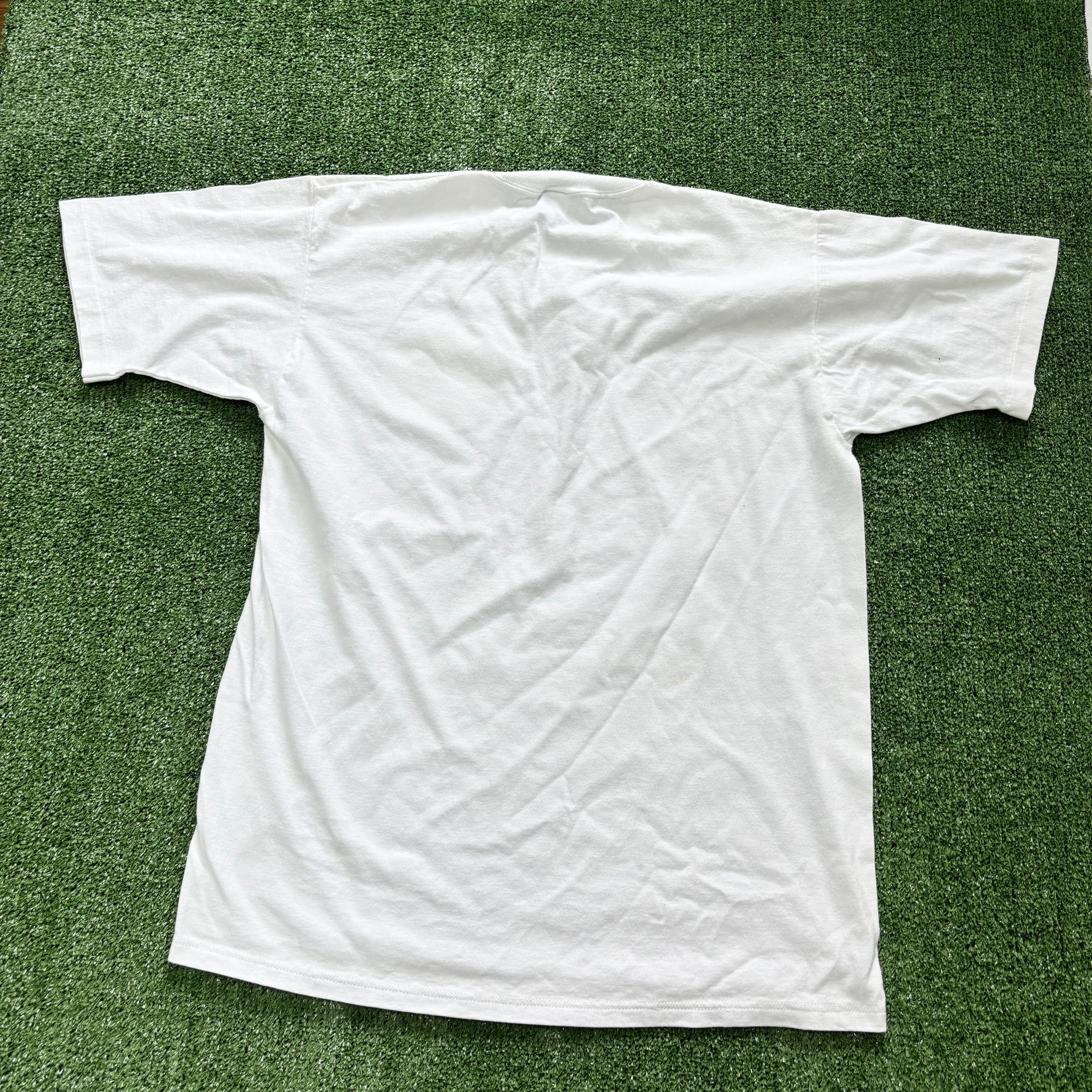 Vintage T Shirt Mens Large White Single Stitch Graphic Print 90s USA