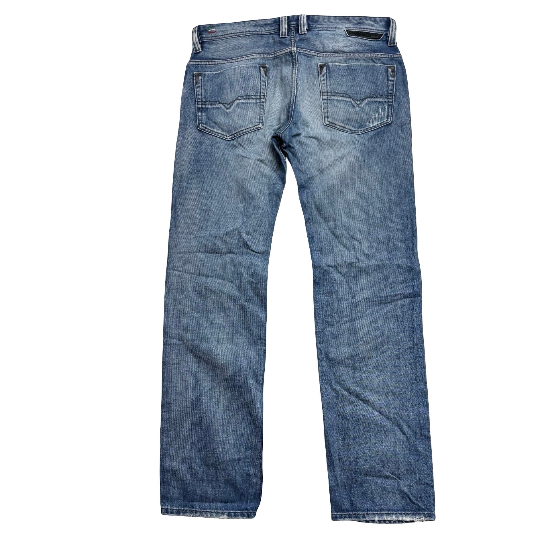 Diesel Safado Jeans W34 L32 Mens Mid Blue Regular Straight Fit Distressed (E)