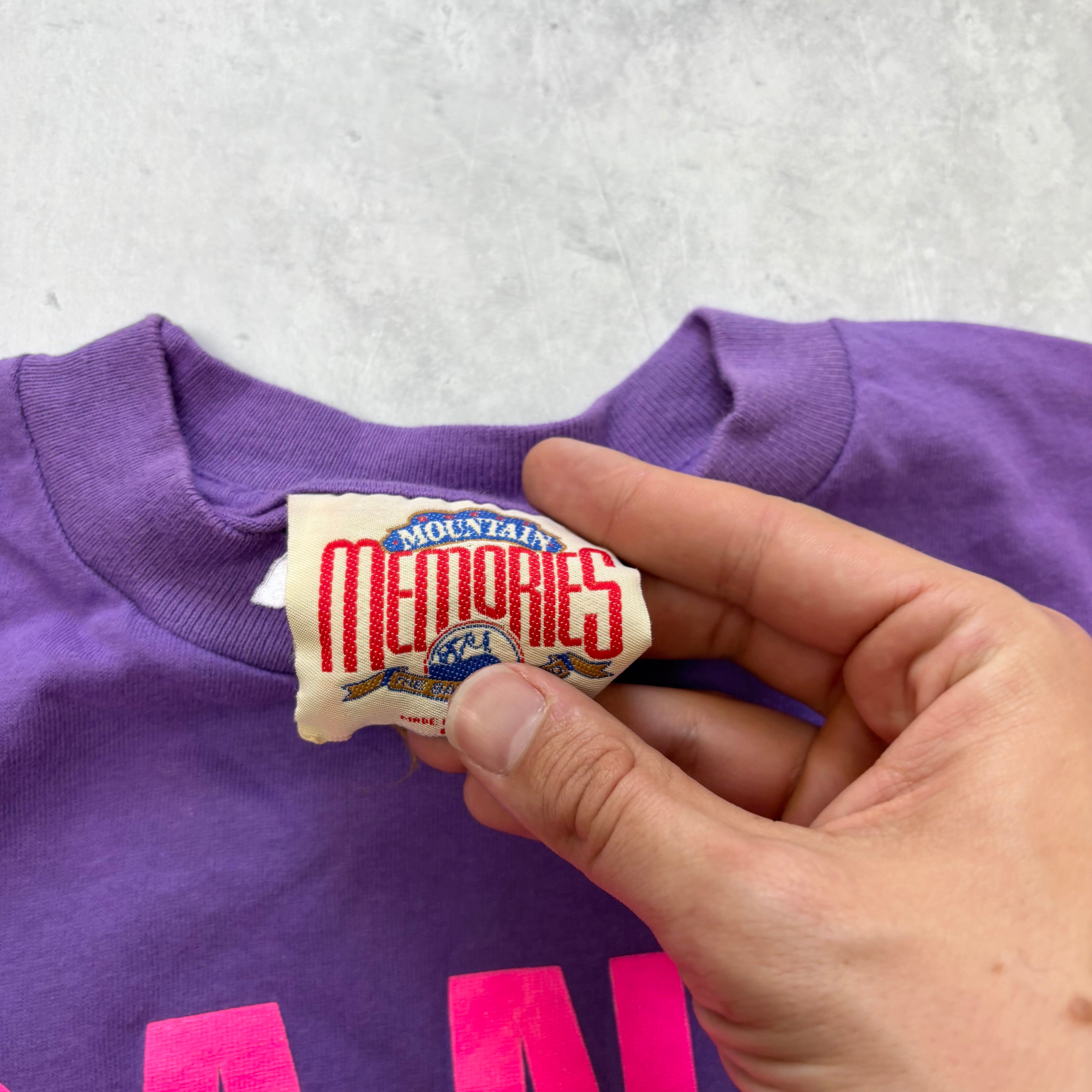 Vintage T Shirt Mens Medium Purple Single Stitch Graphic Print 90s Tourist (E)