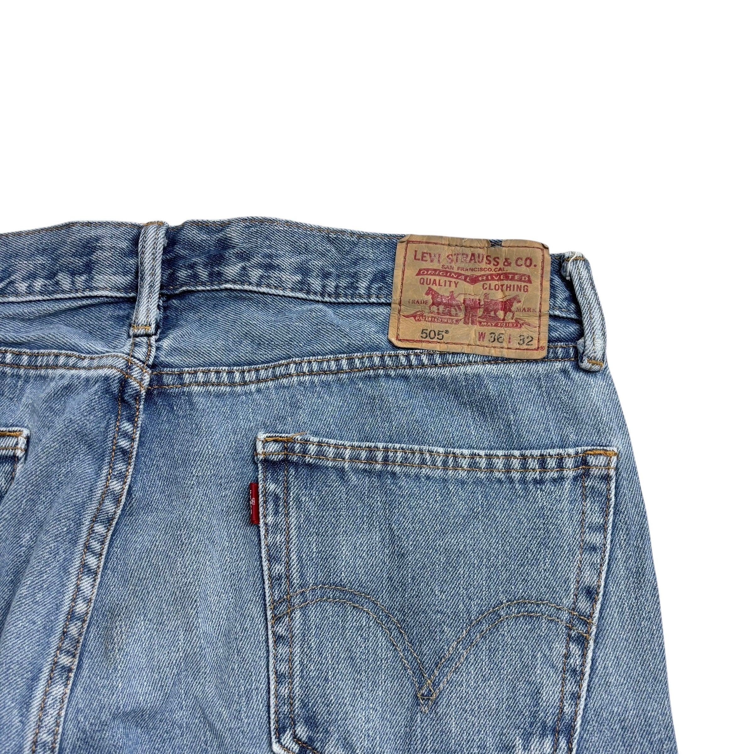 Levis 505 Jeans W36 L32 Mens Light Blue Regular Straight Fit Vintage Denim