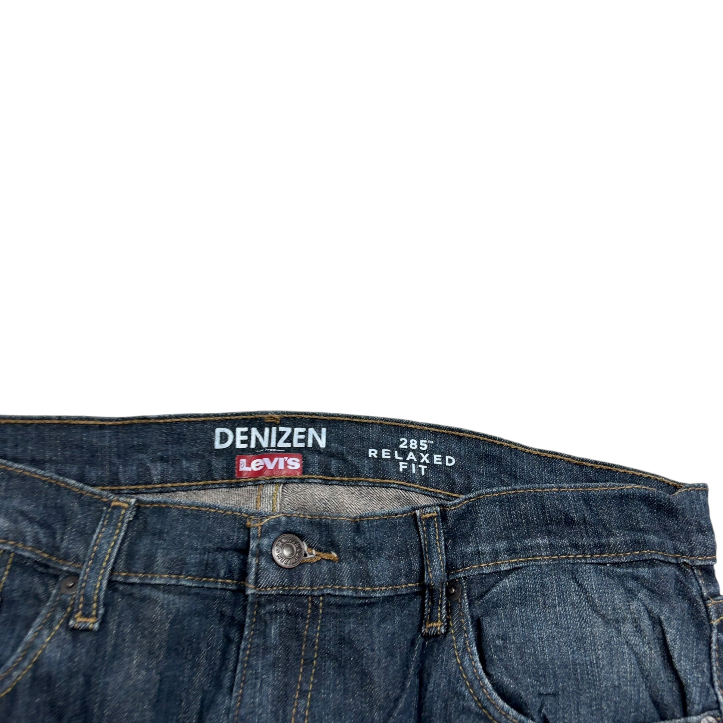Levis Denizen Jeans W36 L34 Mens Dark Blue Relaxed Straight Stretch Denim (E)