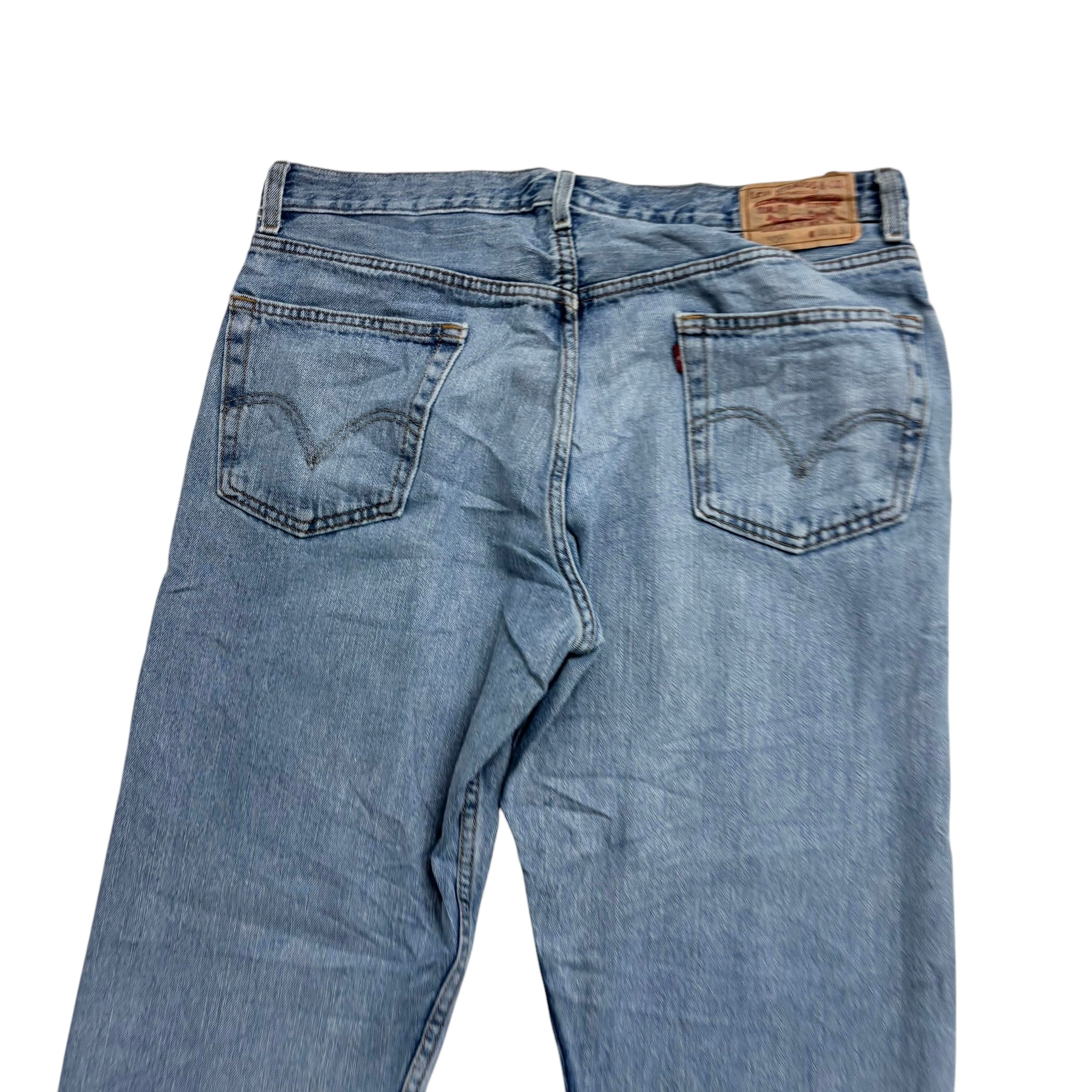 Levis 505 Jeans W36 L30 Mens Light Blue Regular Straight Fit Vintage Denim (E)