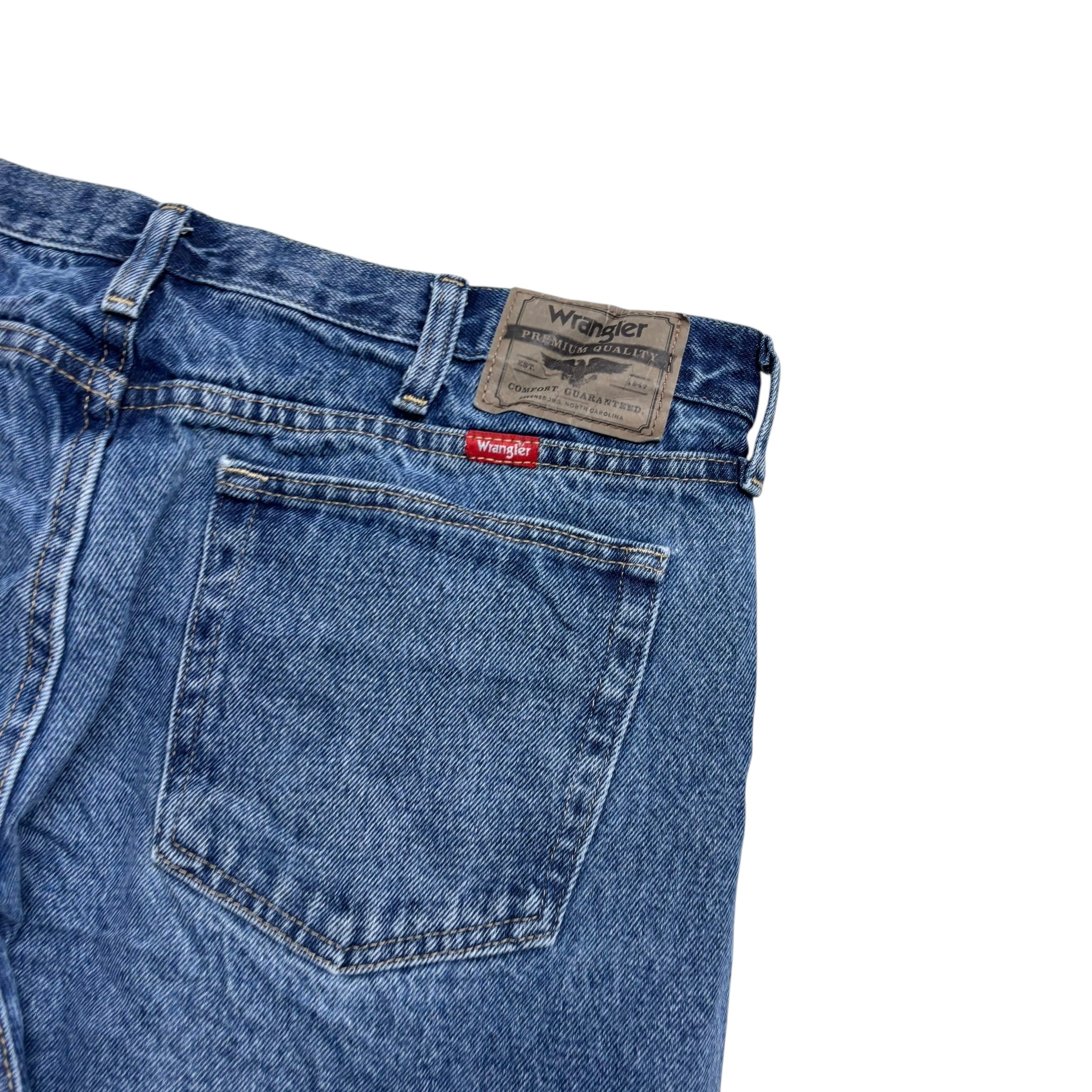 Wrangler Jeans W37 L32 Mens Mid Blue Baggy Relaxed Straight Fit Denim (E)