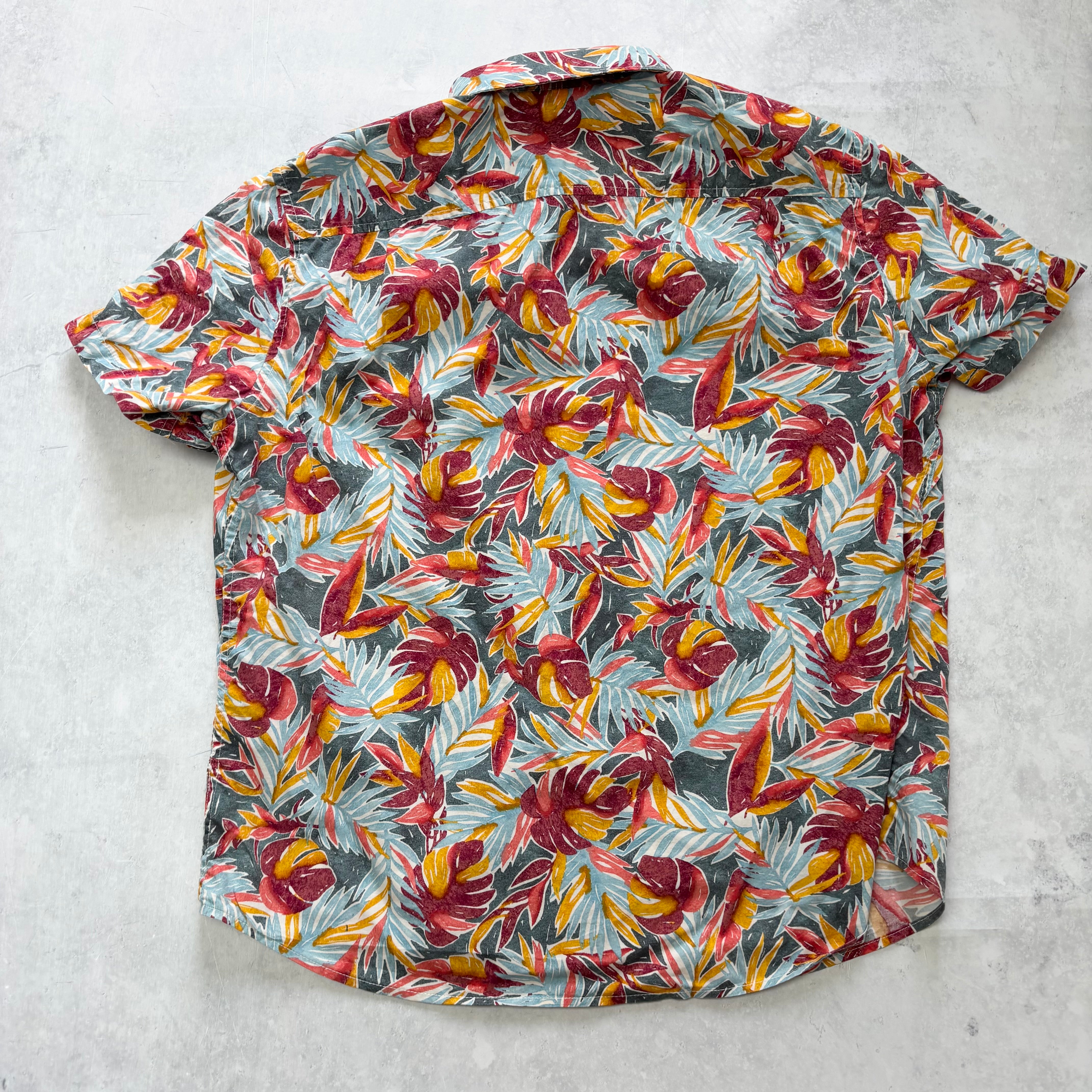 Hawaiian Shirt Mens XL Multi Floral Aloha Short Sleeve Cotton Regular Fit (E)