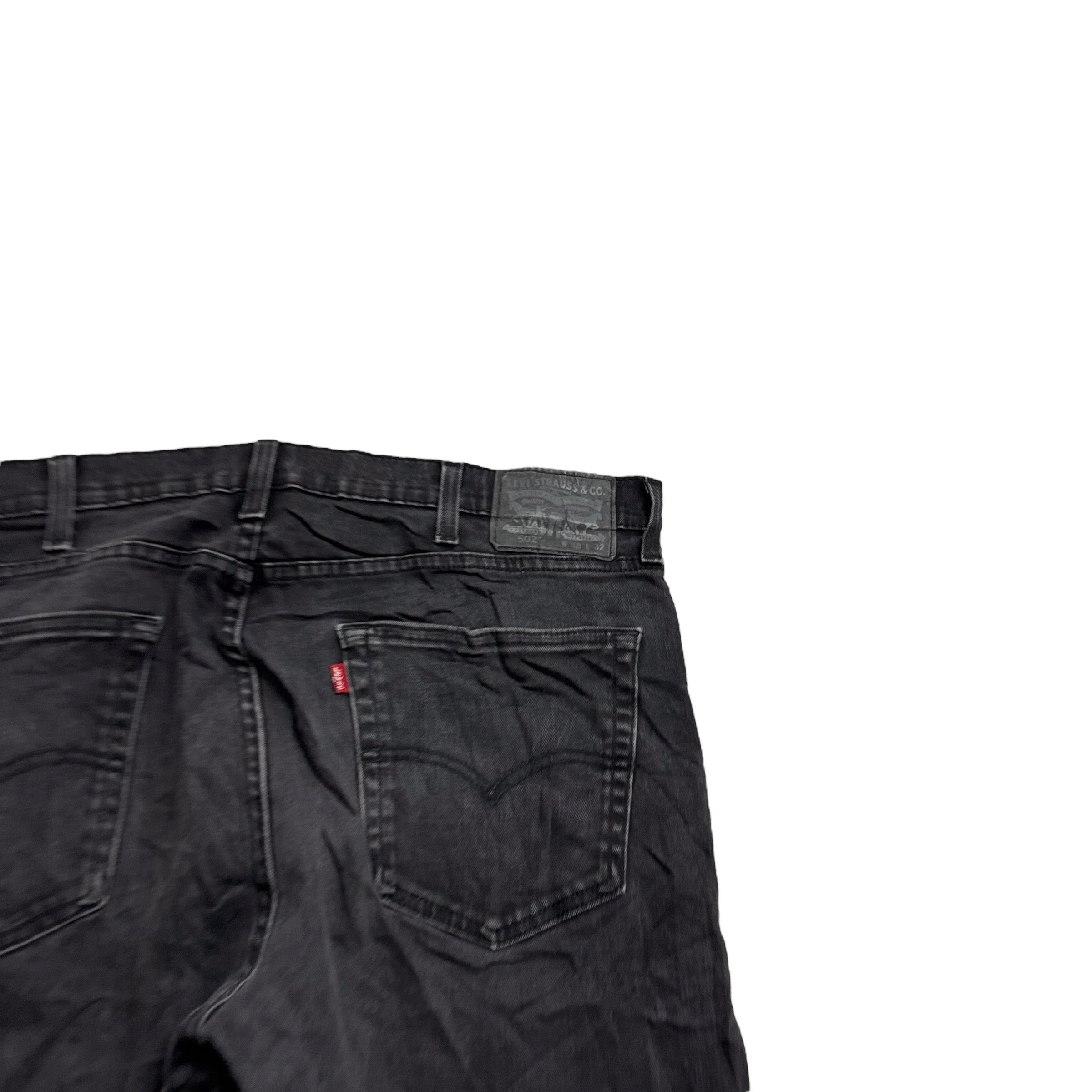 Levis 502 Jeans W38 L32 Mens Black Regular Tapered Fit Stretch Denim