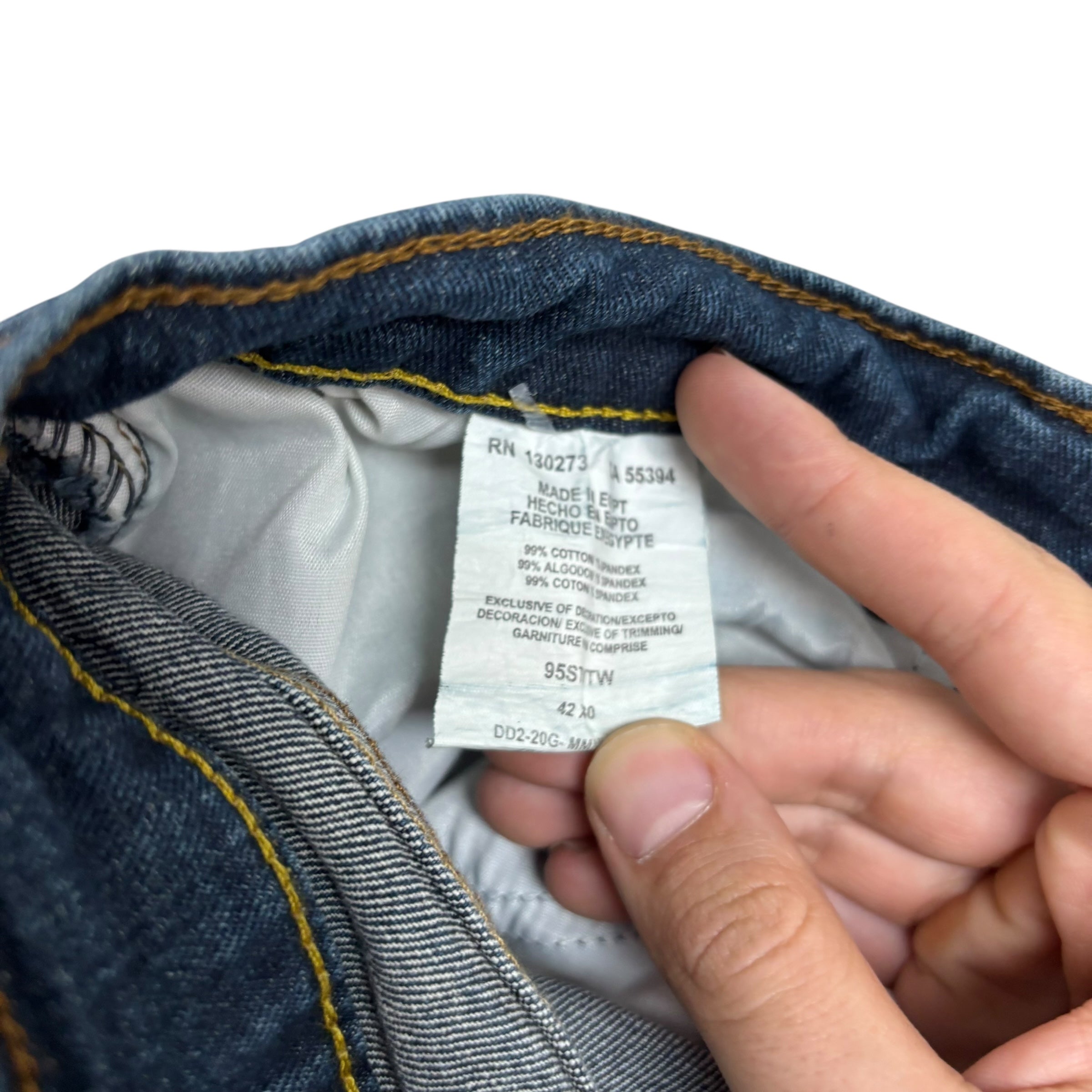 Wrangler Jeans W42 L30 Mens Dark Blue Regular Straight Fit Stretch Denim (E)